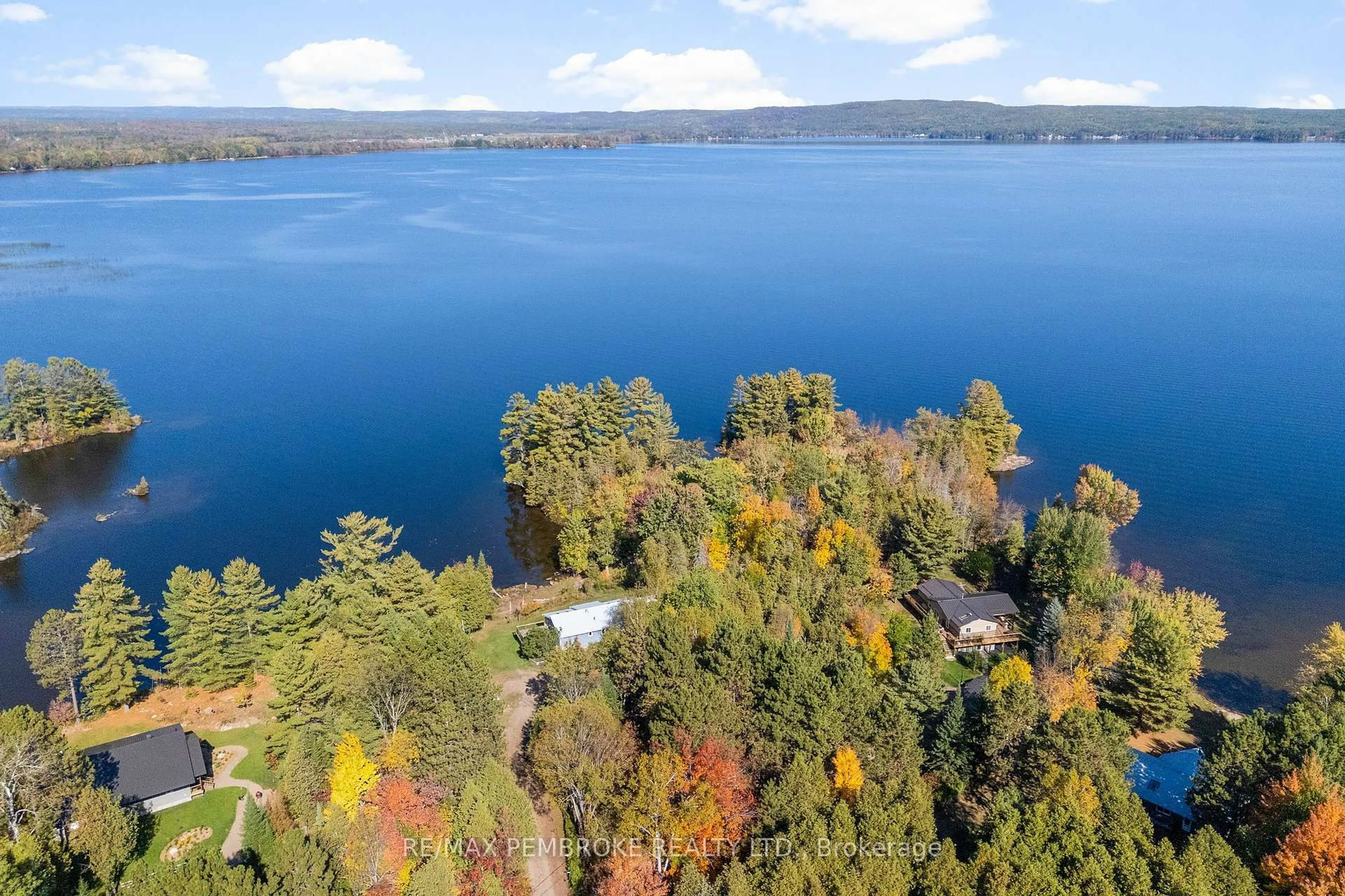 A pic from outside/outdoor area/front of a property/back of a property/a pic from drone, water/lake/river/ocean view for 204B Hawkins Dr, Killaloe Ontario K0J 2A0
