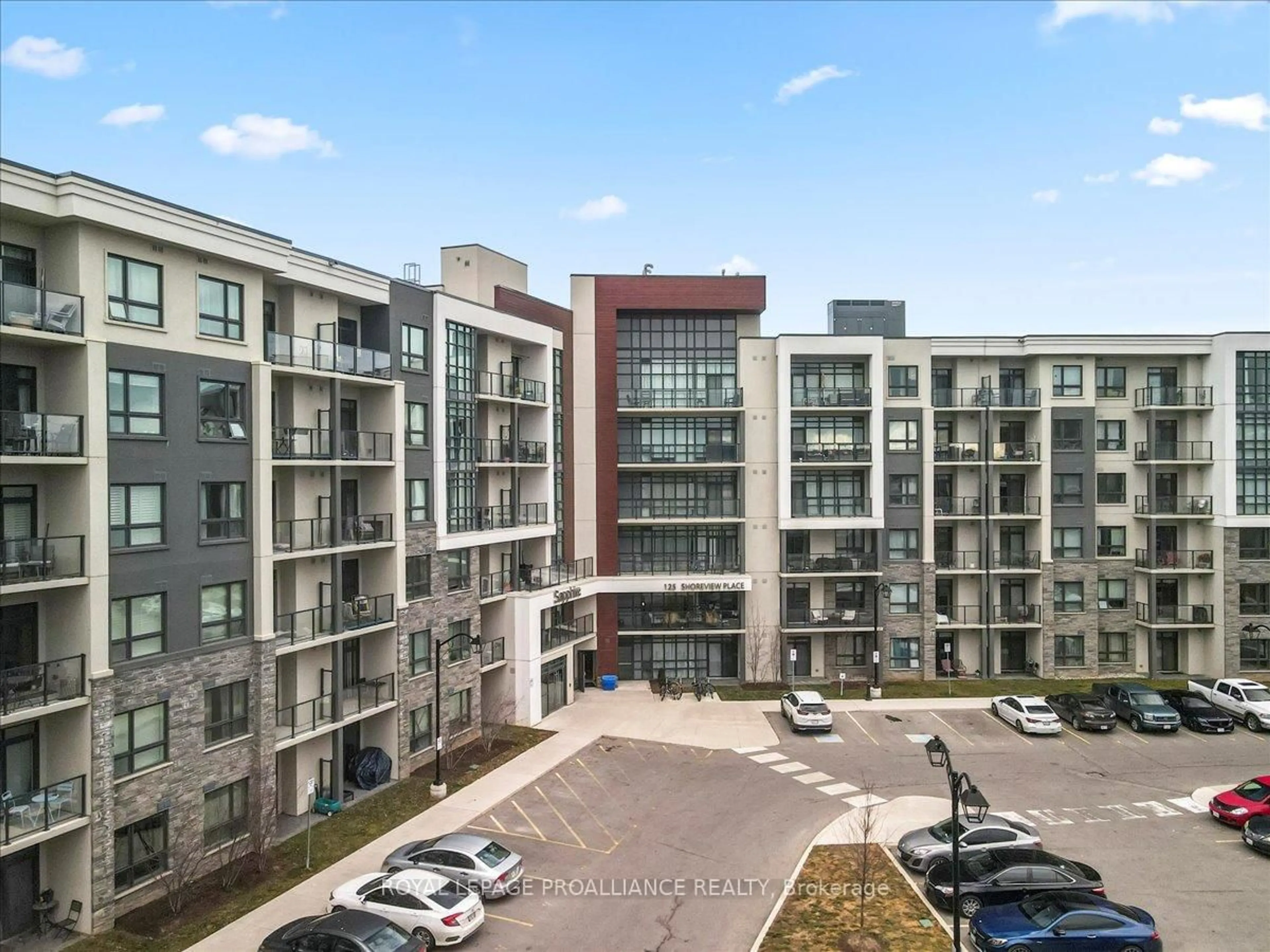 A pic from outside/outdoor area/front of a property/back of a property/a pic from drone, city buildings view from balcony for 125 Shoreview Pl #239, Hamilton Ontario L8E 0K3