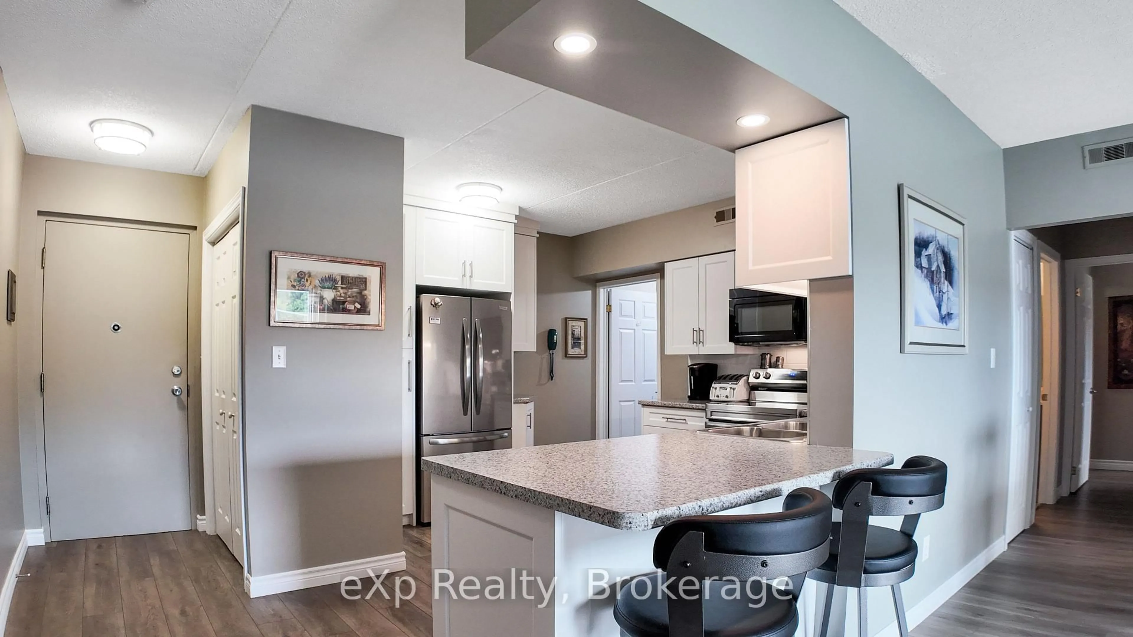Open concept kitchen, ceramic/tile floor for 203 McNab St #405, Brockton Ontario N0G 2V0