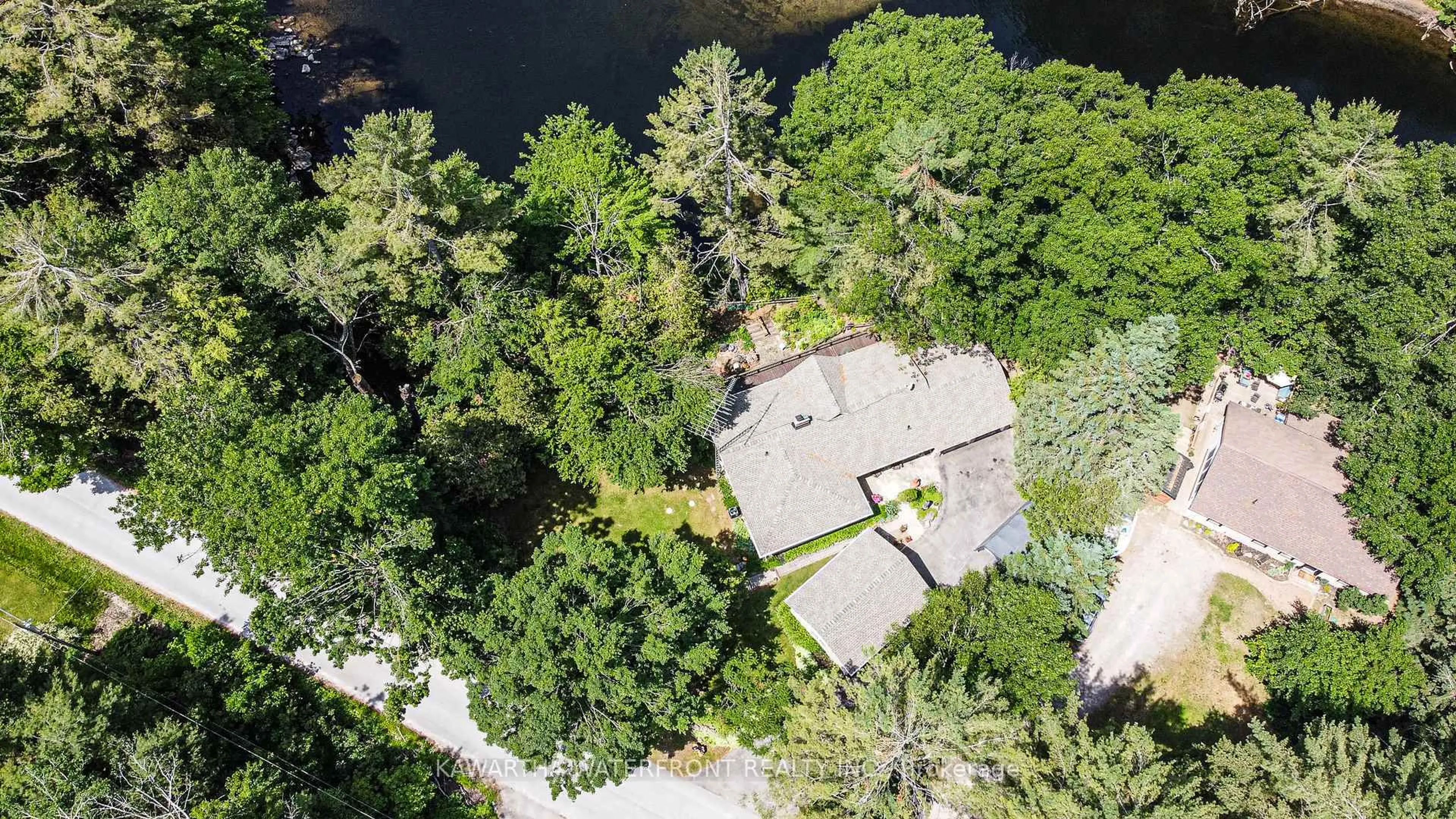 A pic from outside/outdoor area/front of a property/back of a property/a pic from drone, water/lake/river/ocean view for 25 Government Dock Rd, Kawartha Lakes Ontario K0M 2L0