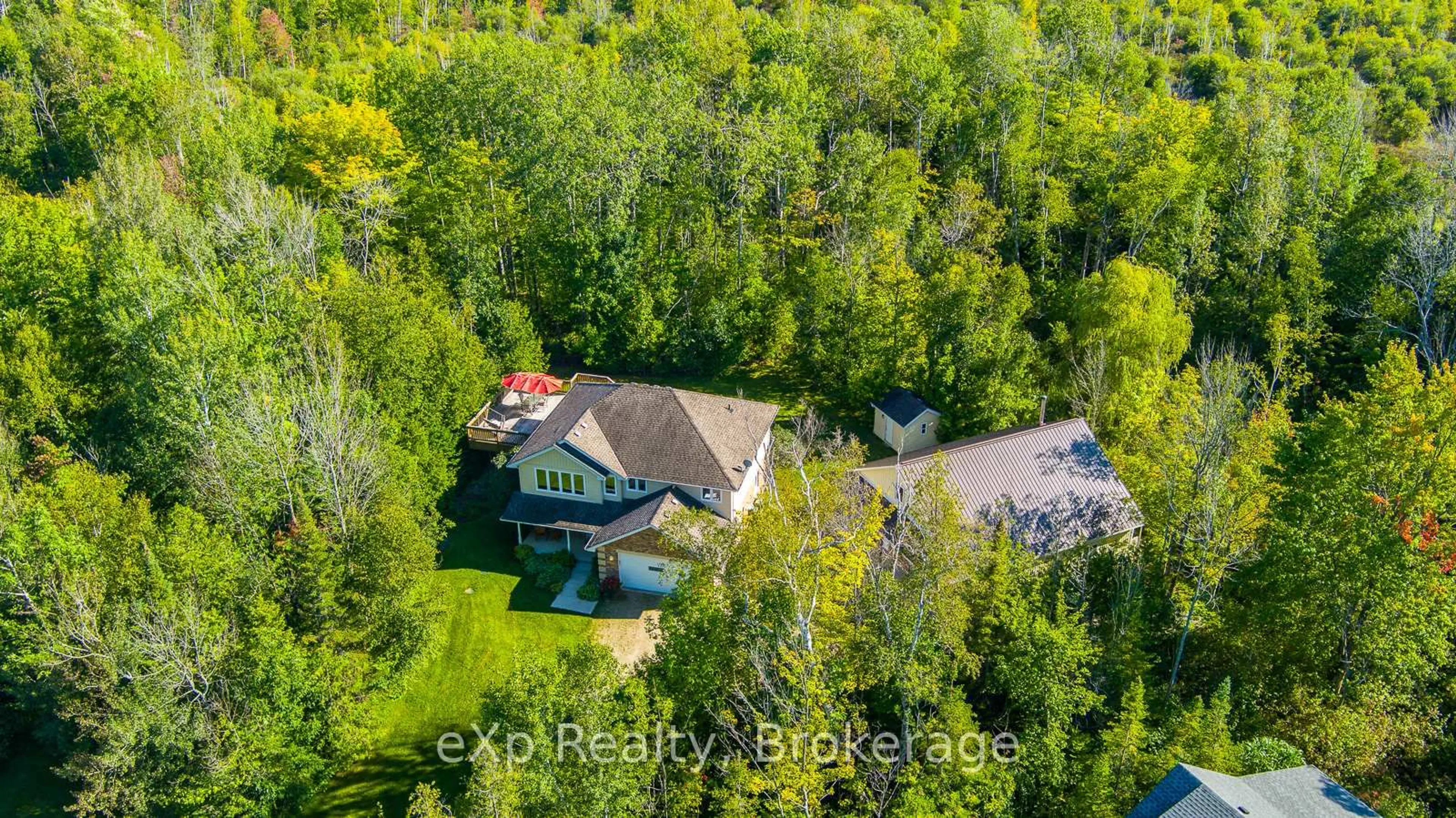 A pic from outside/outdoor area/front of a property/back of a property/a pic from drone, forest/trees view for 98 Birch St, South Bruce Peninsula Ontario N0H 2G0