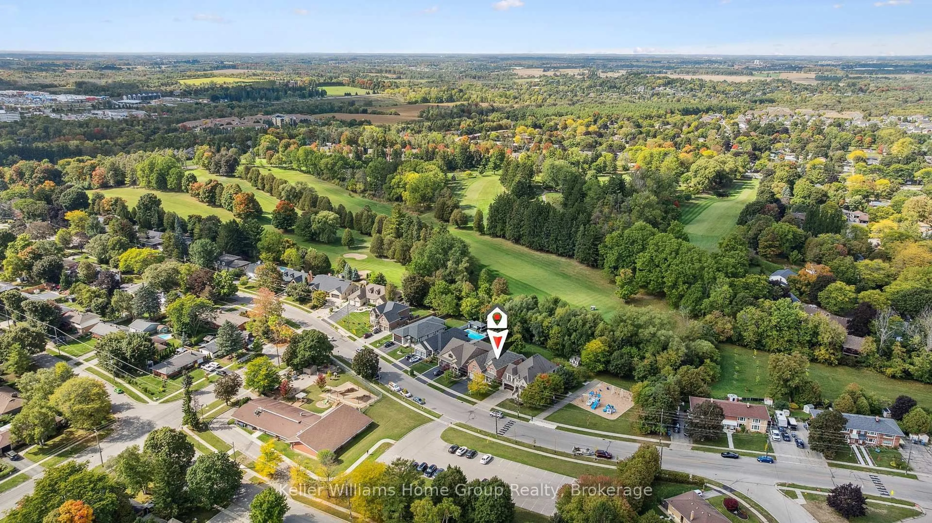 A pic from outside/outdoor area/front of a property/back of a property/a pic from drone, forest/trees view for 70 Waverley Dr, Guelph Ontario N1E 6C8