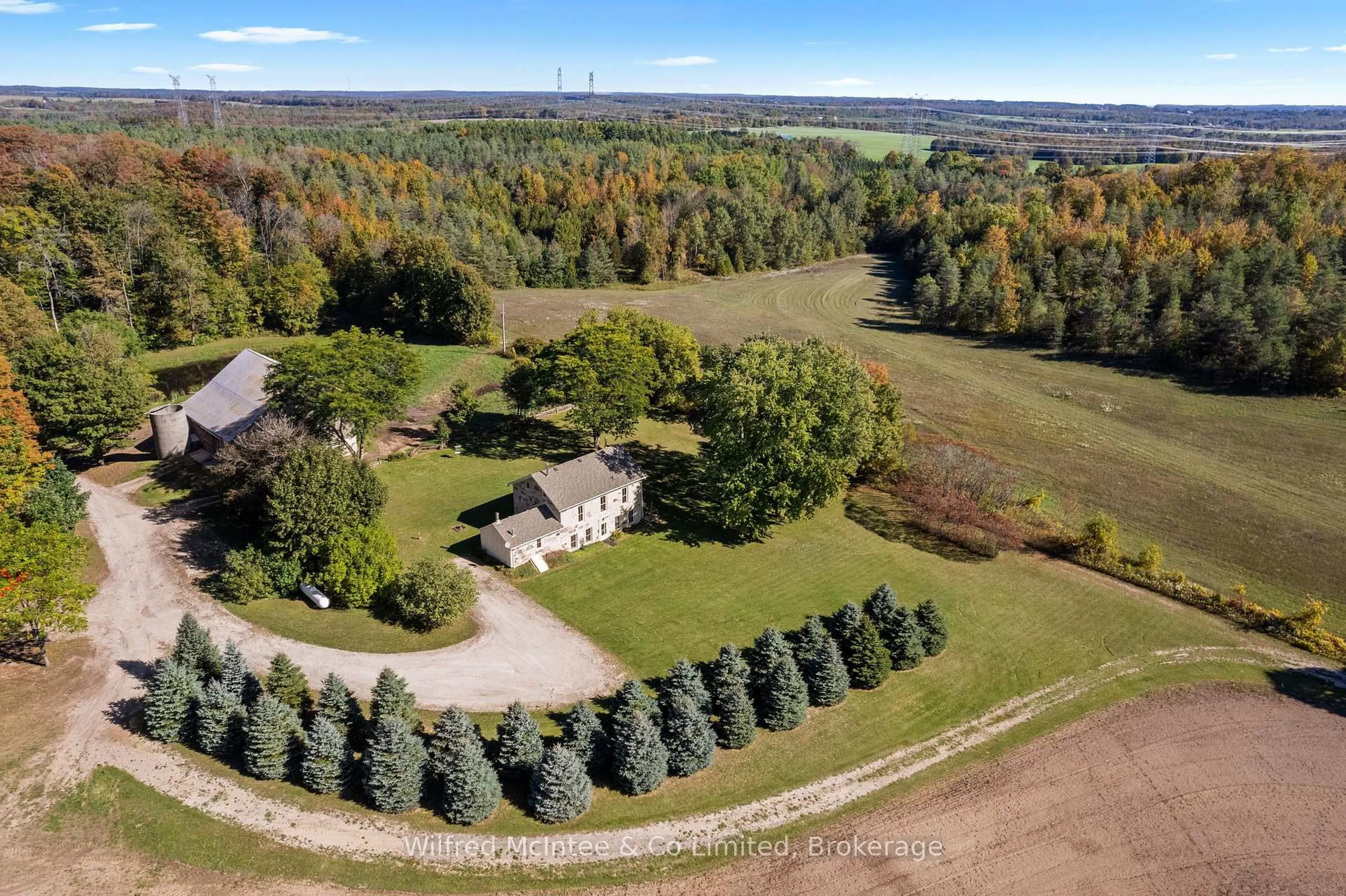 A pic from outside/outdoor area/front of a property/back of a property/a pic from drone, forest/trees view for 302148 CON 2 SDR, West Grey Ontario N4N 3B8
