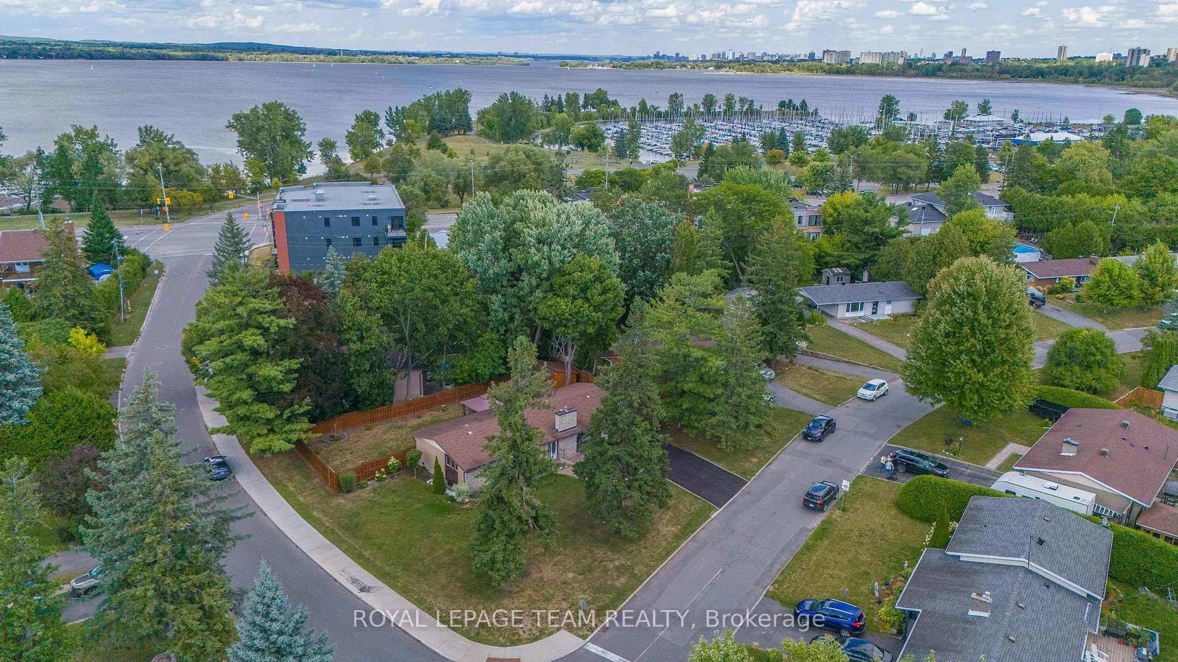 A pic from outside/outdoor area/front of a property/back of a property/a pic from drone, water/lake/river/ocean view for 1 Stillwater Dr, Ottawa Ontario K2H 5J9