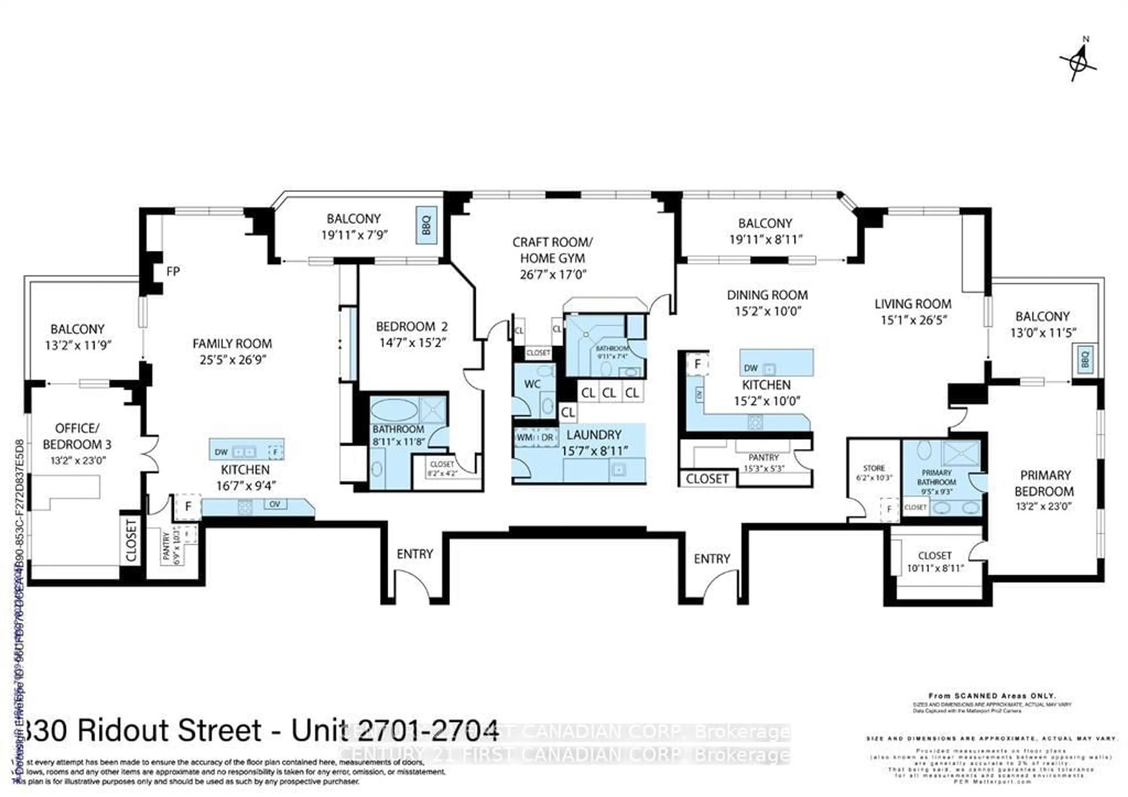Floor plan for 330 Ridout St #2701/2704, London East Ontario N6A 0A7