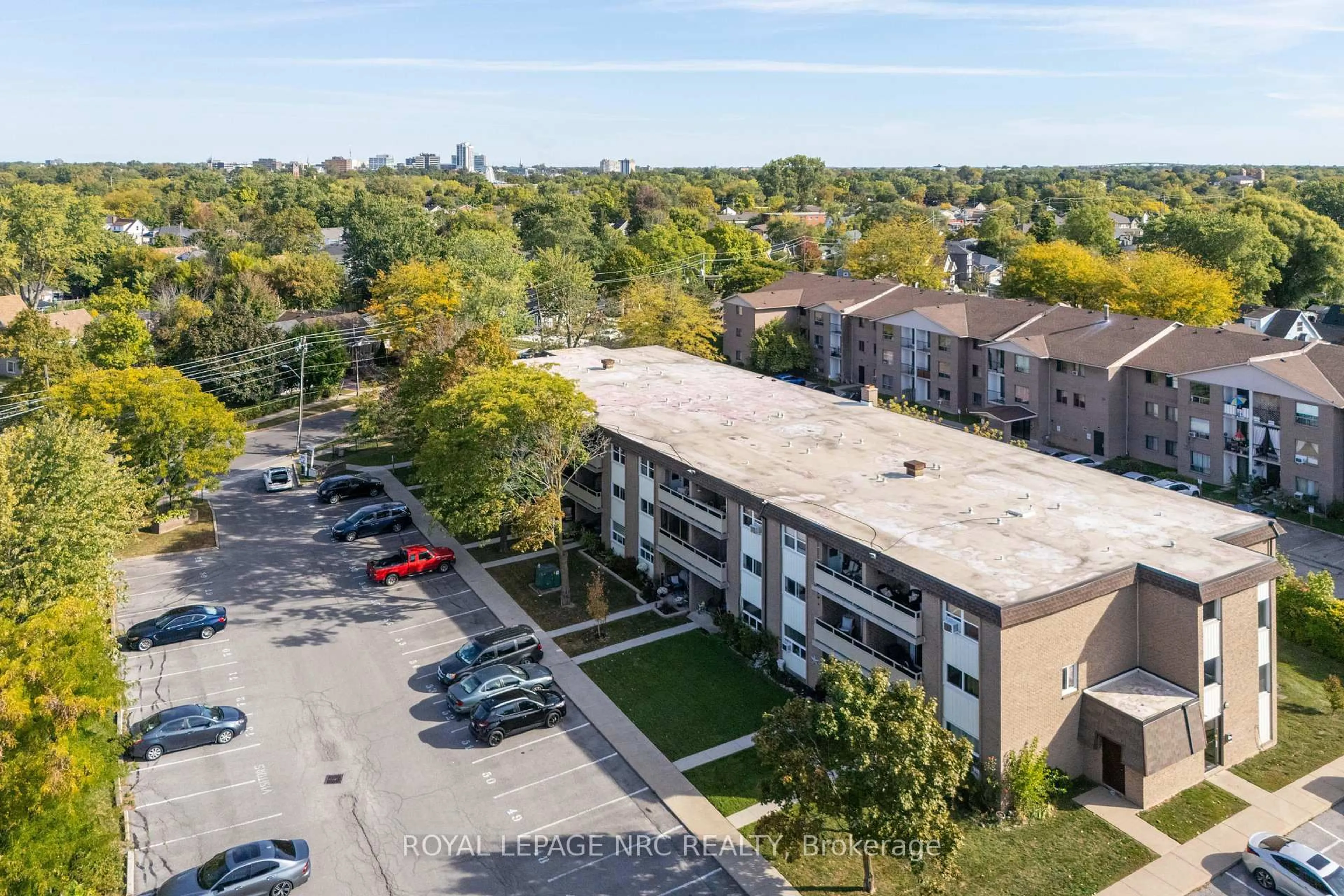 A pic from outside/outdoor area/front of a property/back of a property/a pic from drone, city buildings view from balcony for 41 Rykert St #207, St. Catharines Ontario L2S 3A4