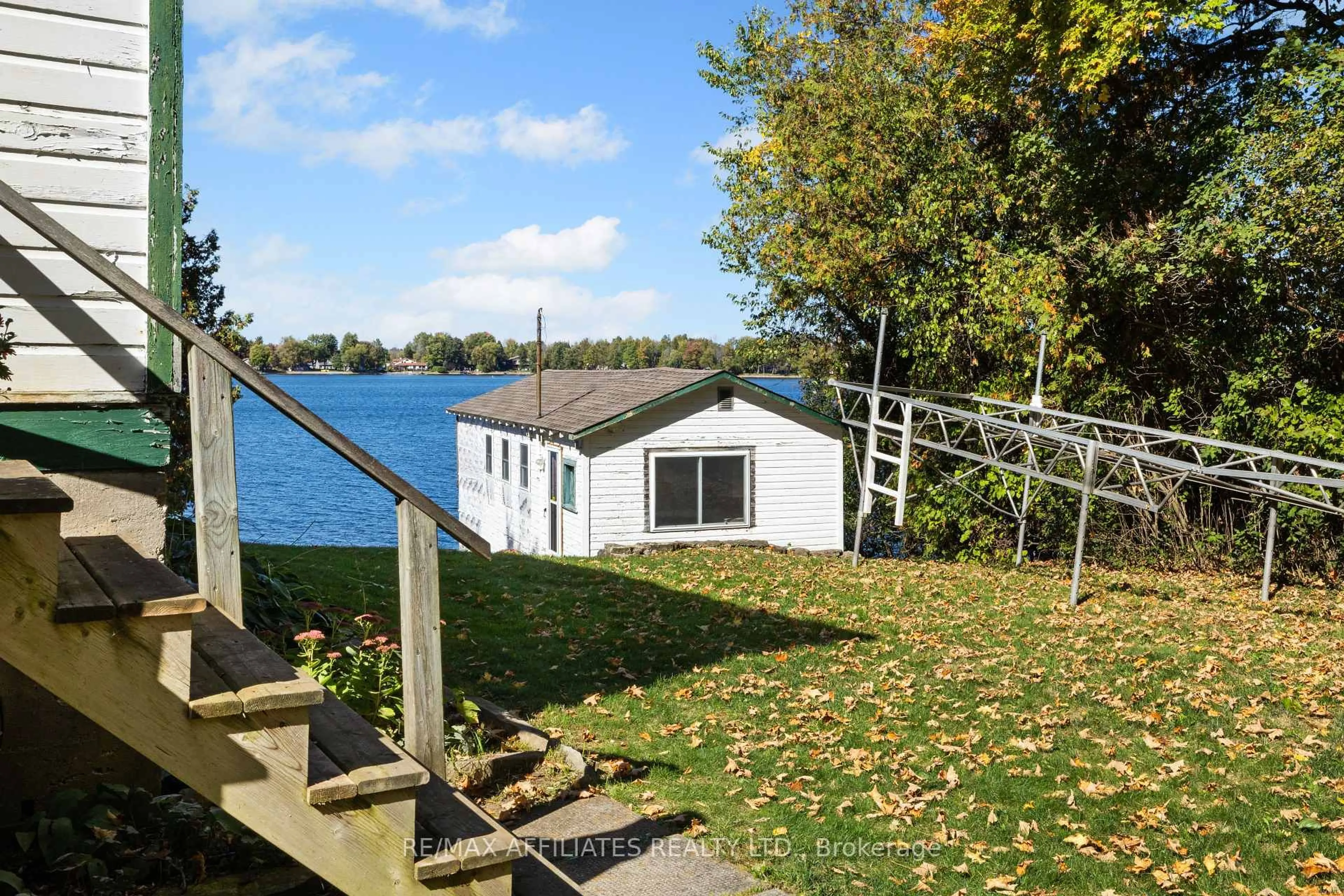 A pic from outside/outdoor area/front of a property/back of a property/a pic from drone, water/lake/river/ocean view for 6 R9 (rideau Ferry) Rd, Rideau Lakes Ontario K0G 1L0