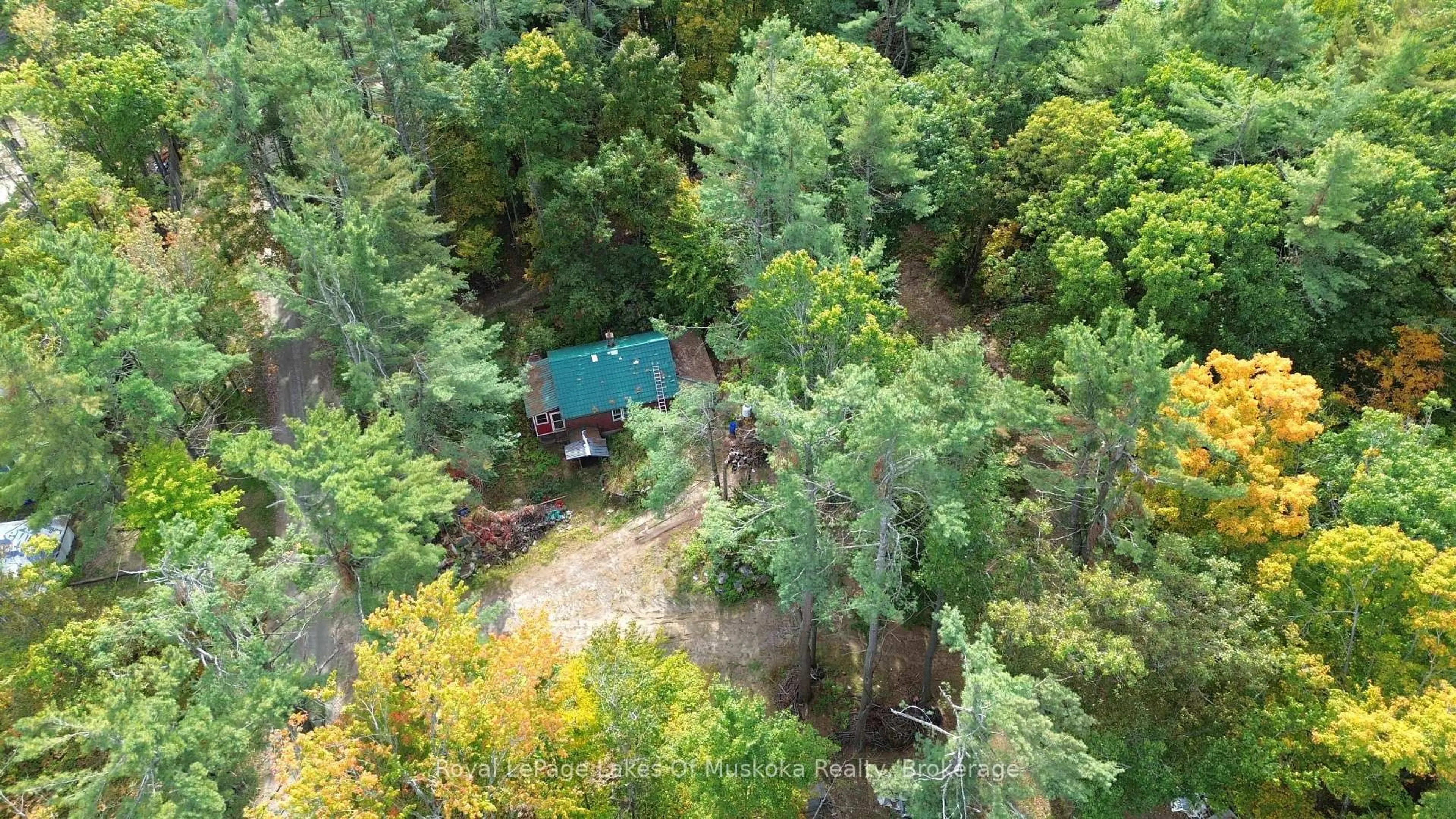 A pic from outside/outdoor area/front of a property/back of a property/a pic from drone, forest/trees view for 1011 West Black Lake Rd, Muskoka Lakes Ontario P0C 1M0