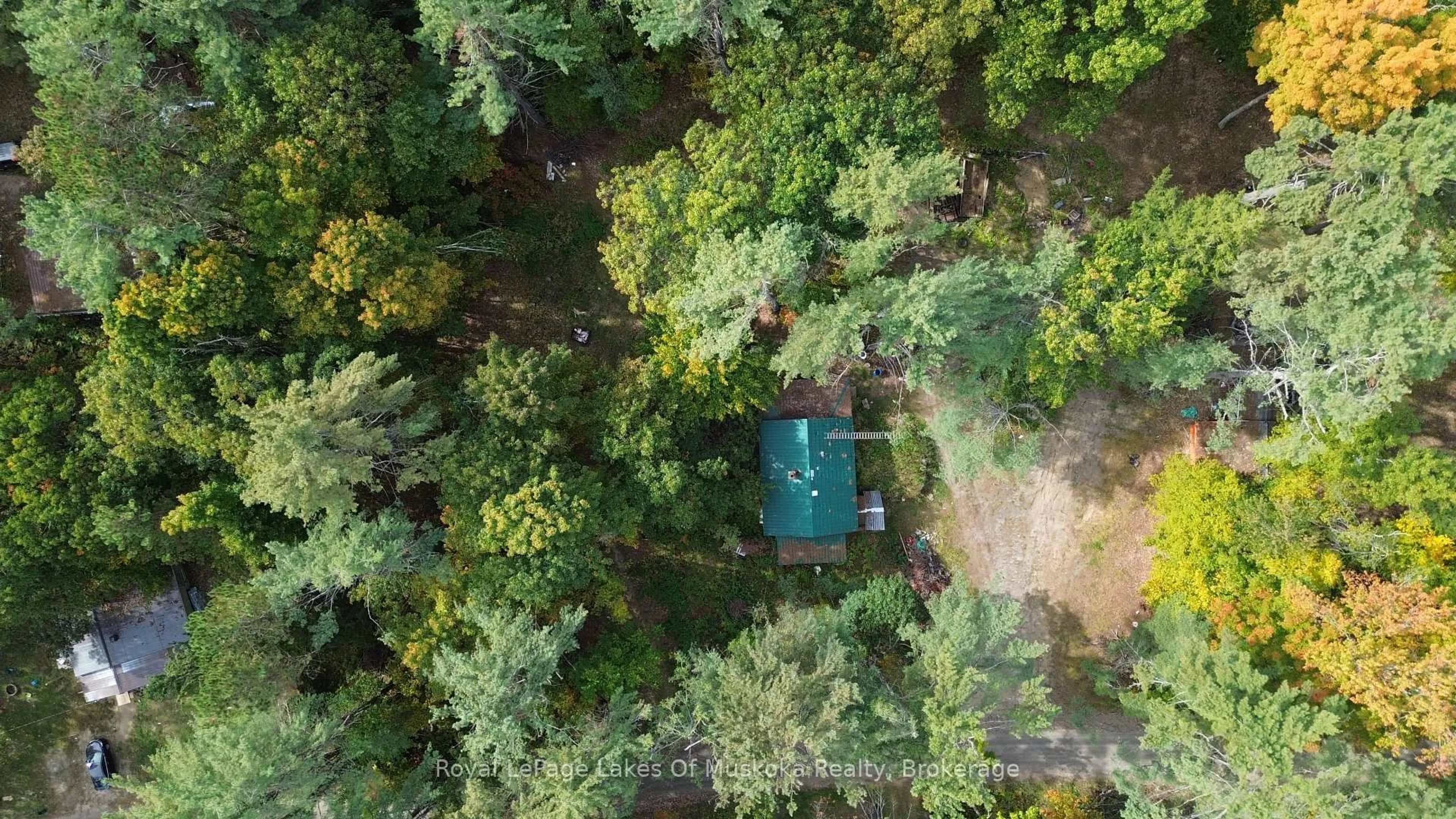 A pic from outside/outdoor area/front of a property/back of a property/a pic from drone, forest/trees view for 1011 West Black Lake Rd, Muskoka Lakes Ontario P0C 1M0
