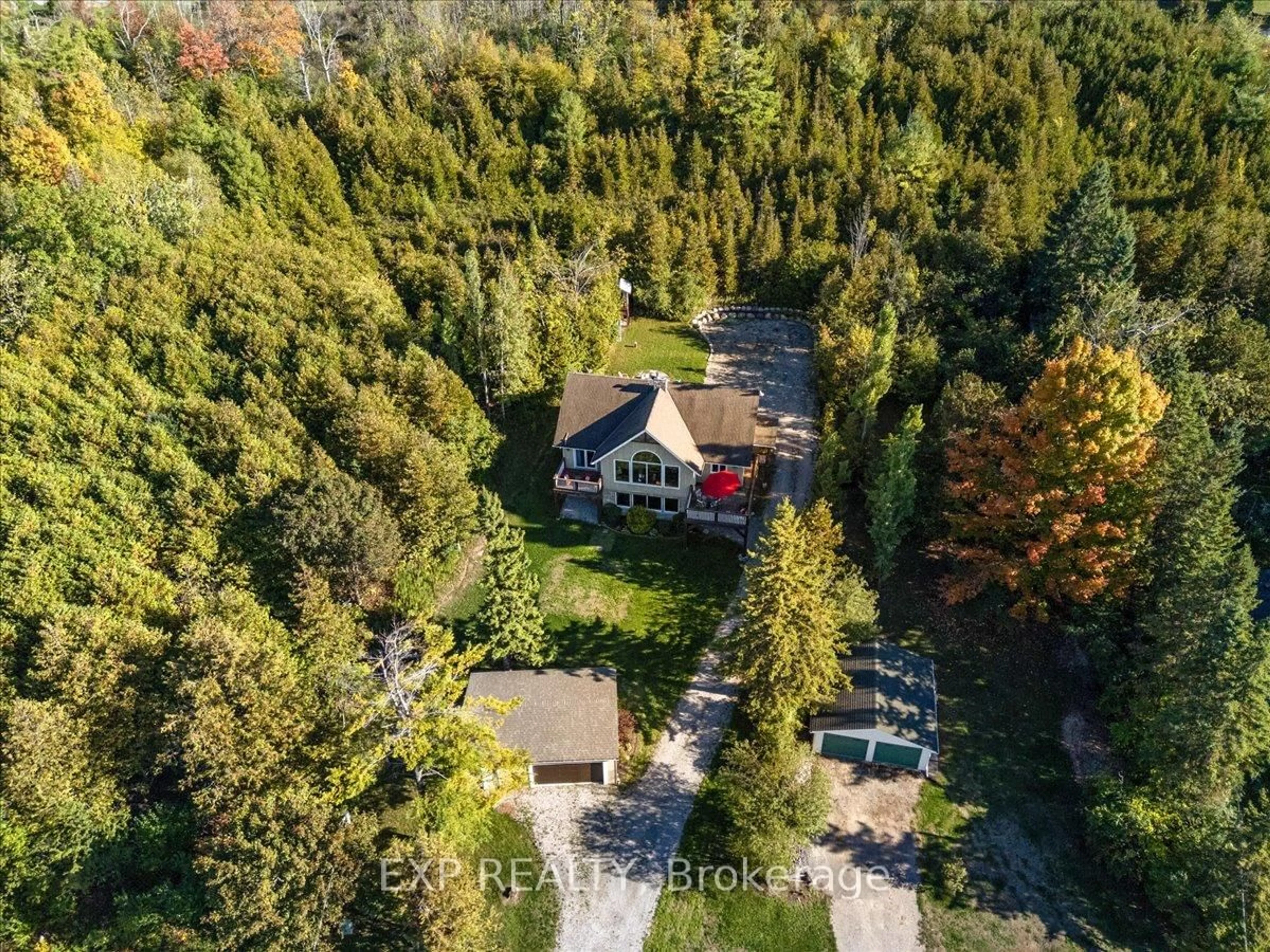 A pic from outside/outdoor area/front of a property/back of a property/a pic from drone, forest/trees view for 857 Cedar Glen Rd, Kawartha Lakes Ontario K0M 1L0
