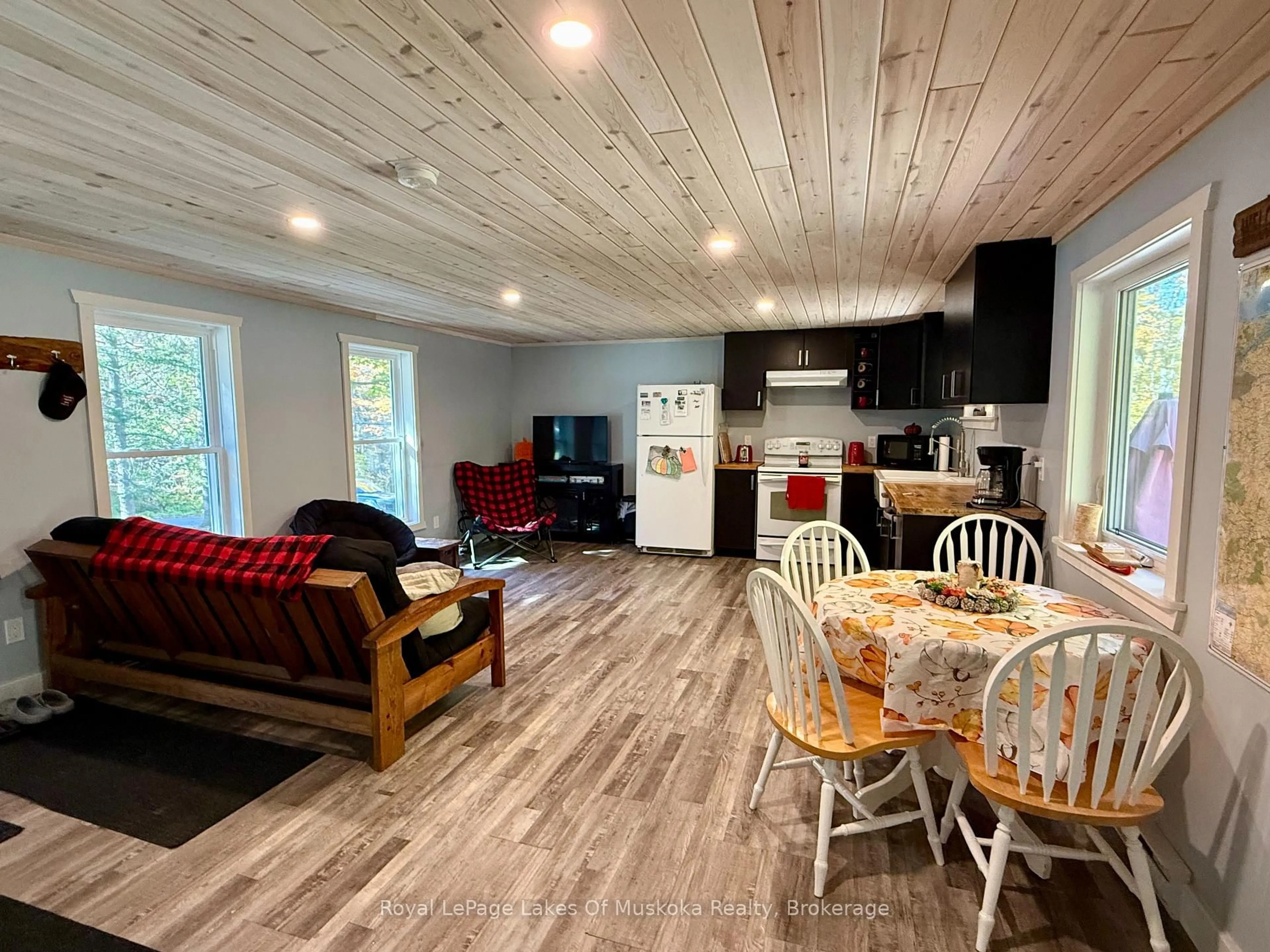 Open concept kitchen, wood/laminate floor for 393 Doe Lake Rd, Armour Ontario P0A 1J0