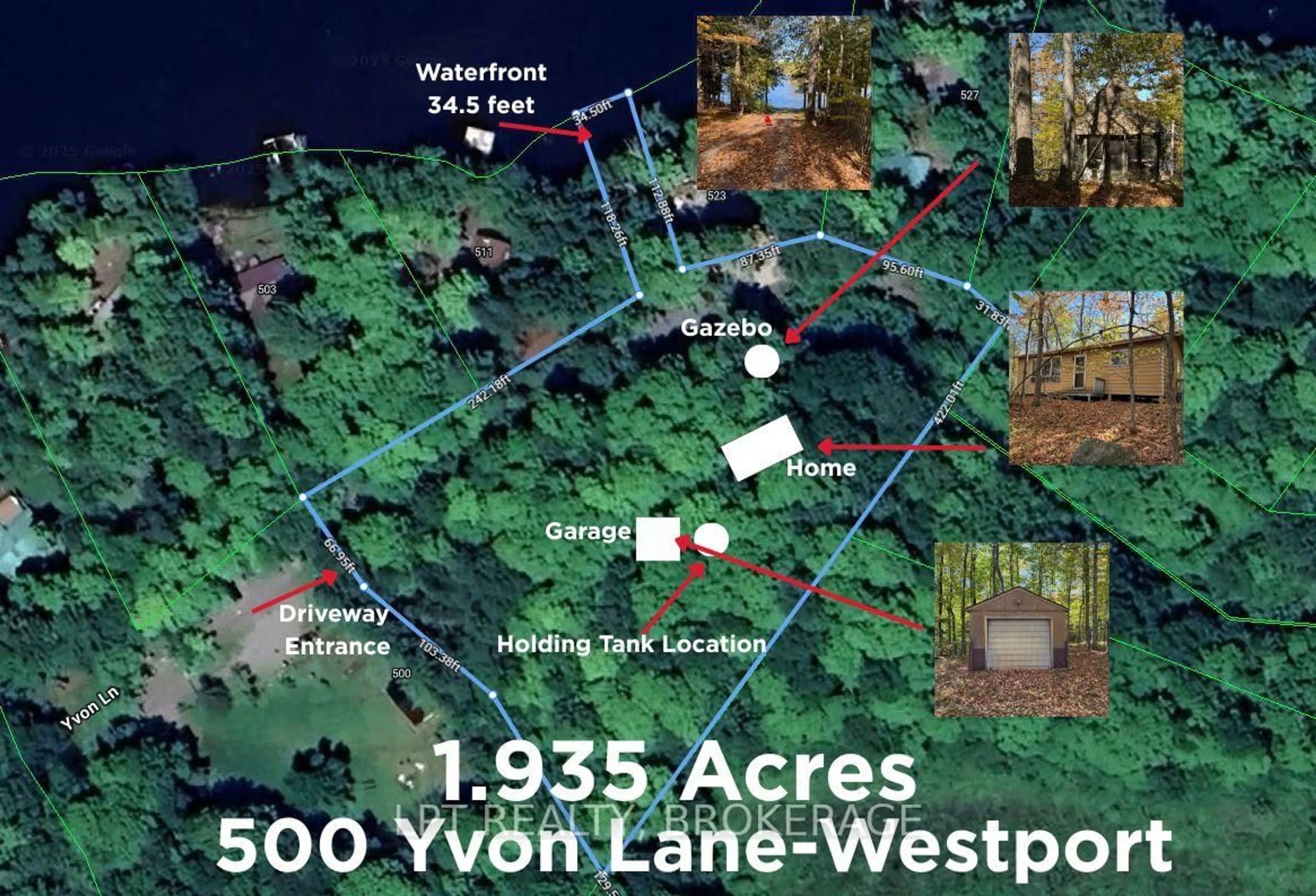 A pic from outside/outdoor area/front of a property/back of a property/a pic from drone, forest/trees view for 500 Yvon Lane, Rideau Lakes Ontario K0G 1X0