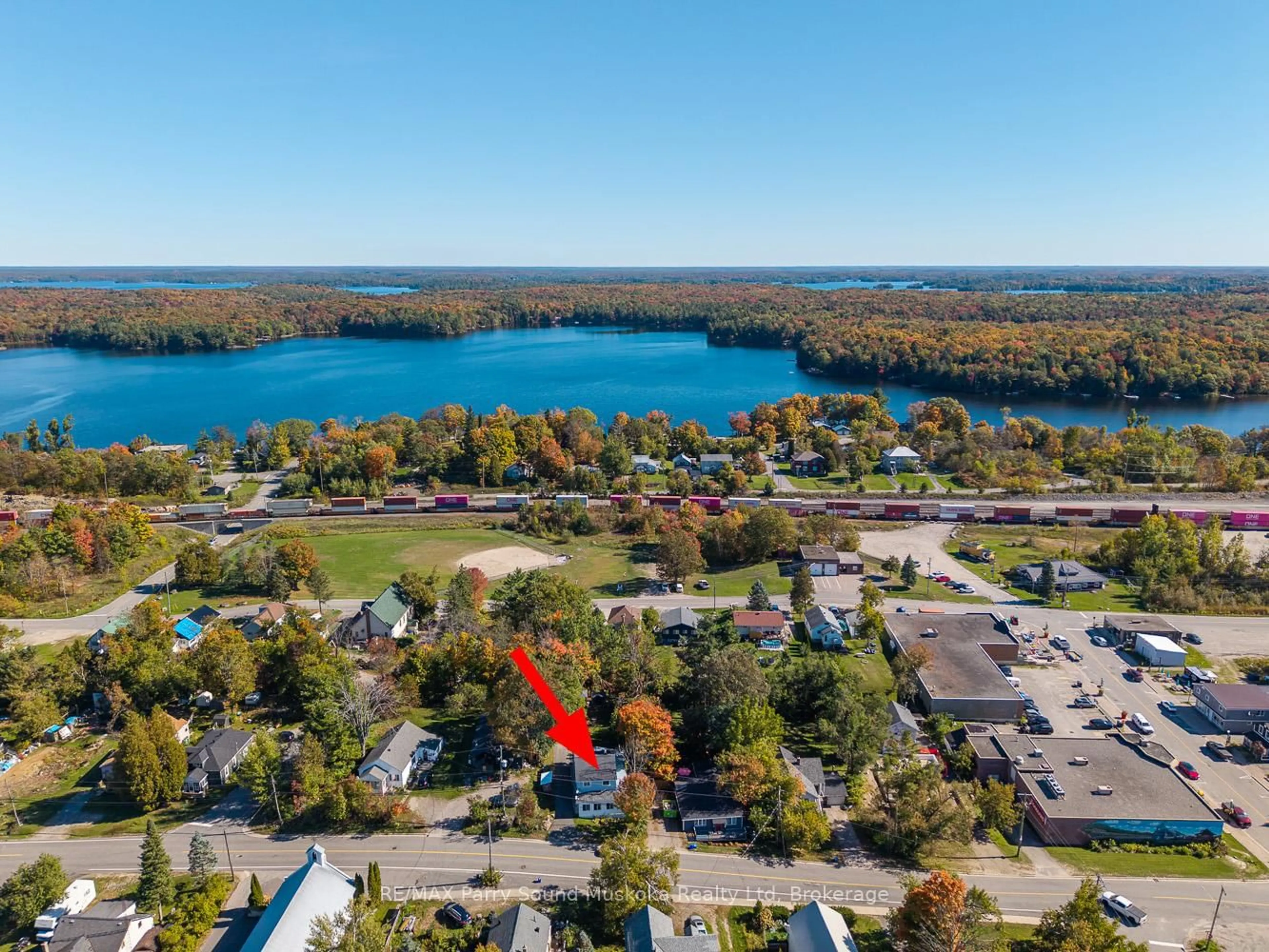 A pic from outside/outdoor area/front of a property/back of a property/a pic from drone, water/lake/river/ocean view for 502 High St, Georgian Bay Ontario P0C 1H0