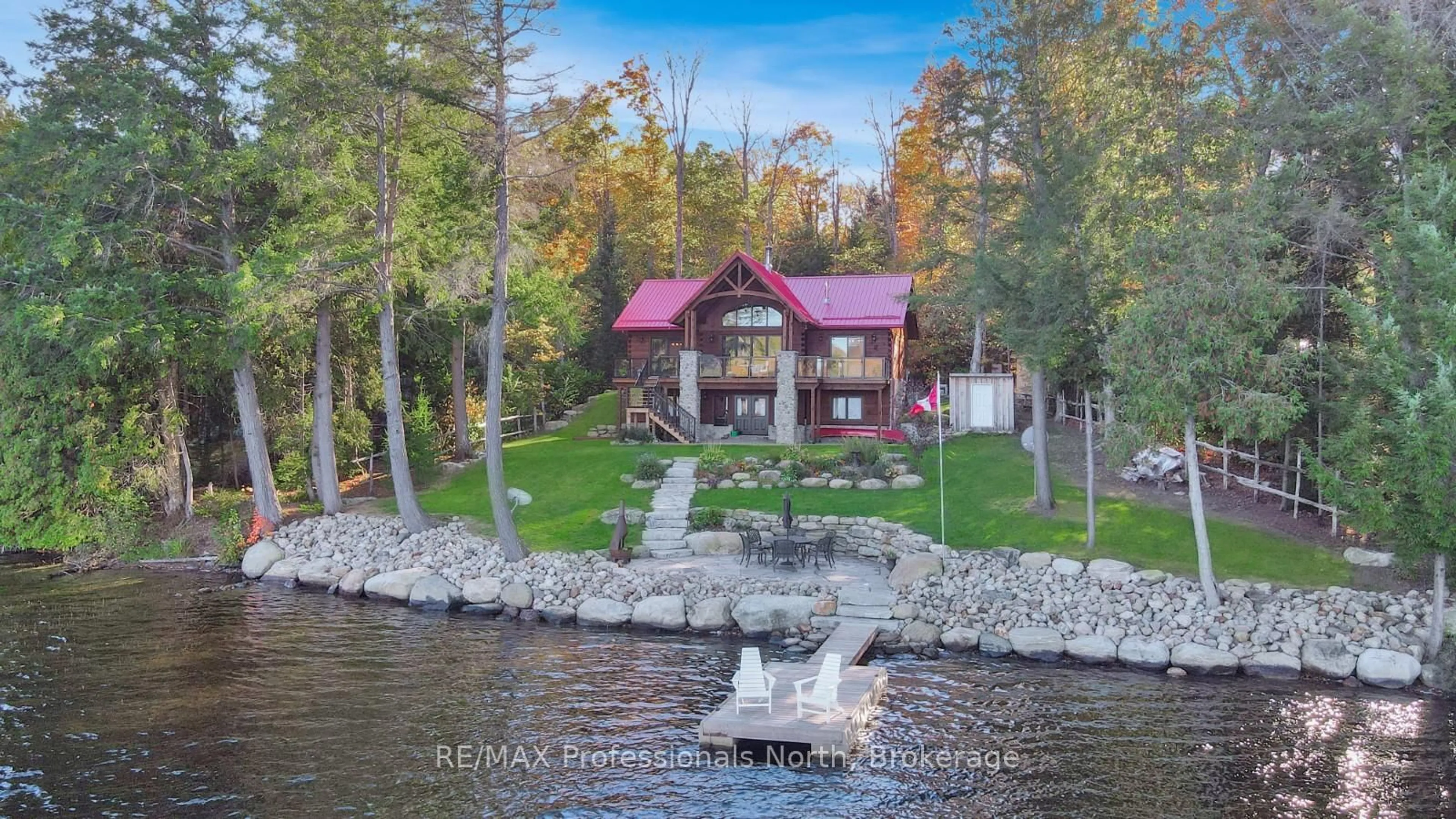 A pic from outside/outdoor area/front of a property/back of a property/a pic from drone, water/lake/river/ocean view for 1204 Jordan Lake Rd, Highlands East Ontario K0L 2A0