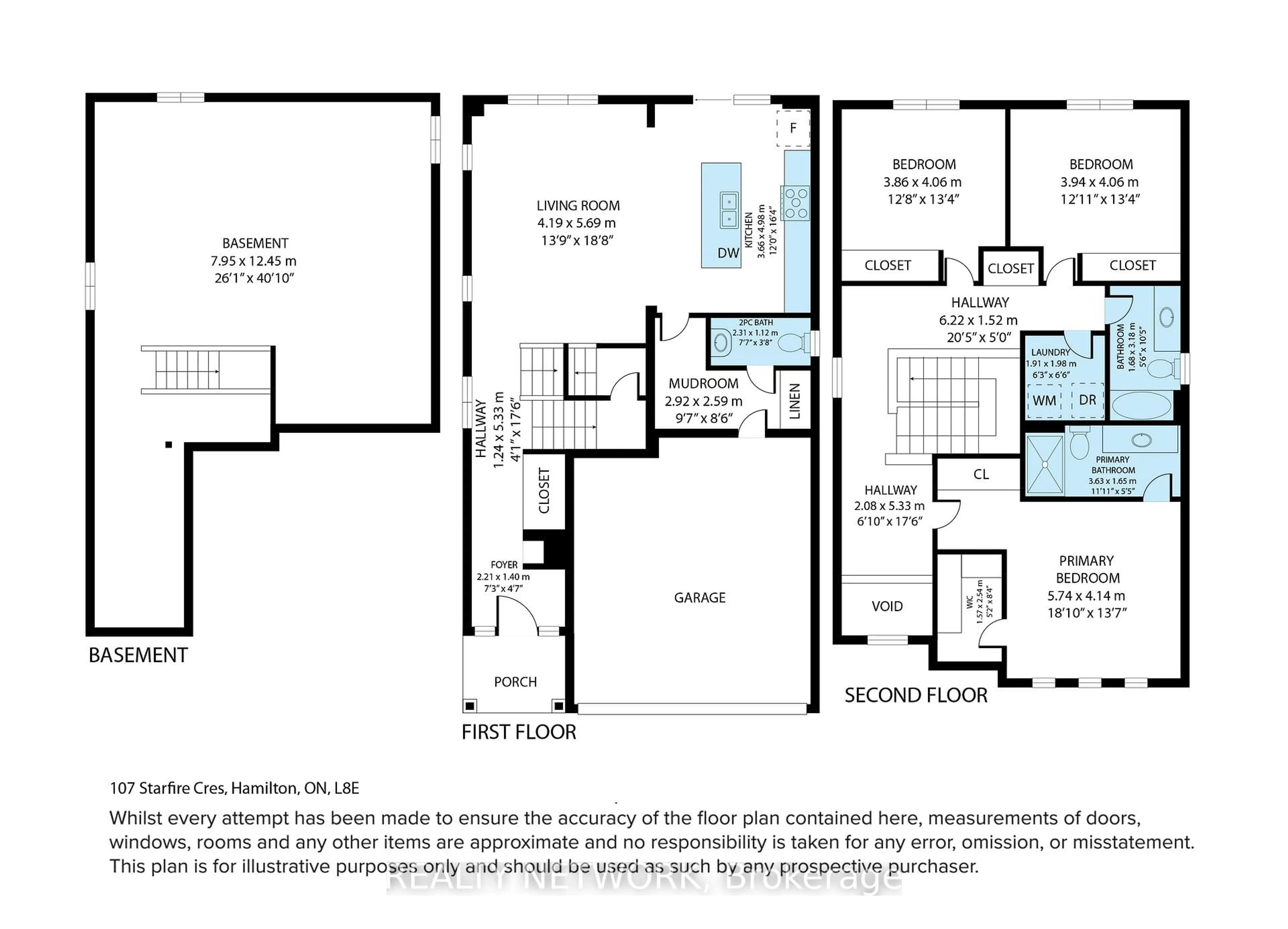 Floor plan for 107 Starfire Cres, Hamilton Ontario L8E 0K9
