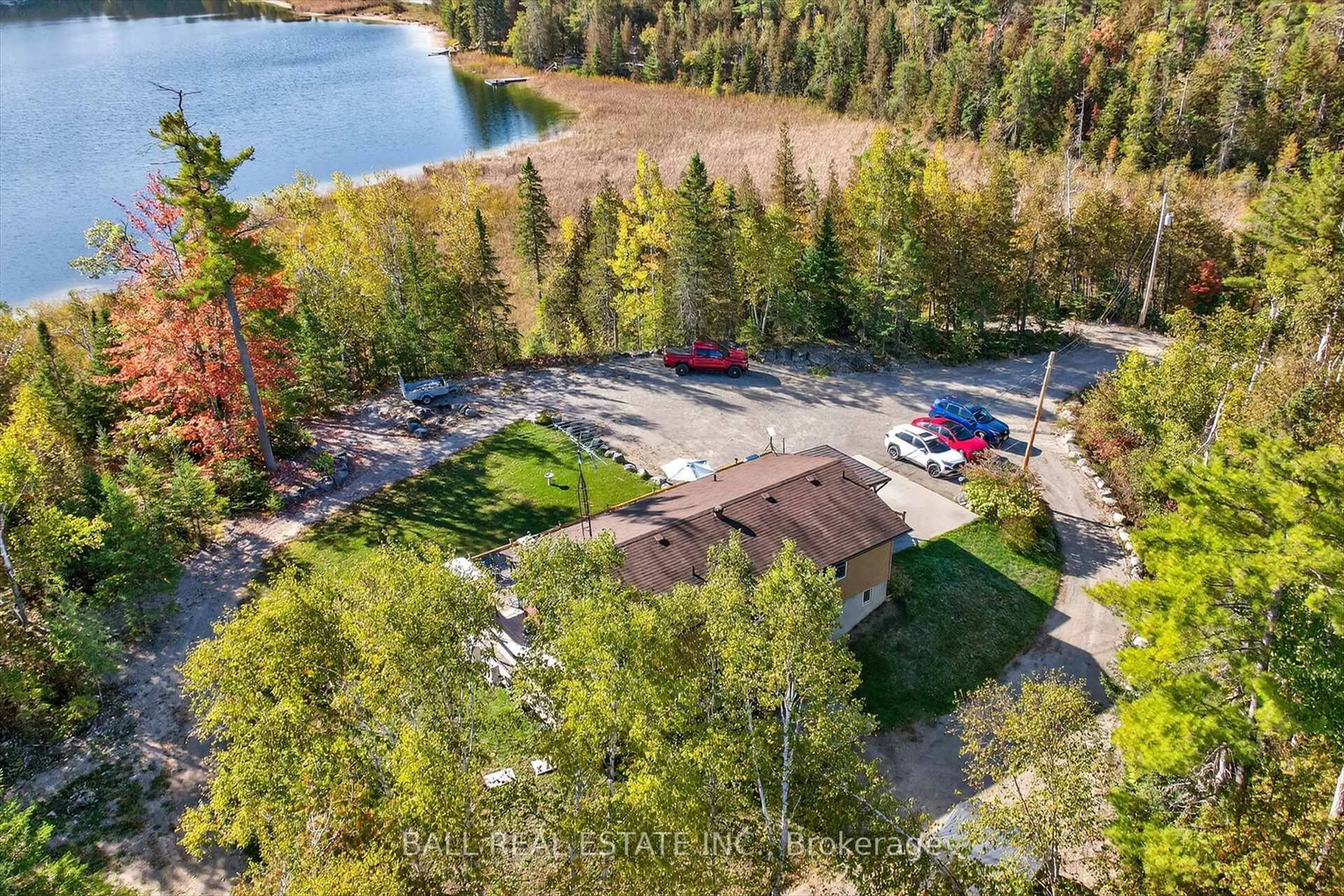 A pic from outside/outdoor area/front of a property/back of a property/a pic from drone, water/lake/river/ocean view for 1352 County Rd 49 Rd, Trent Lakes Ontario K0M 1A0