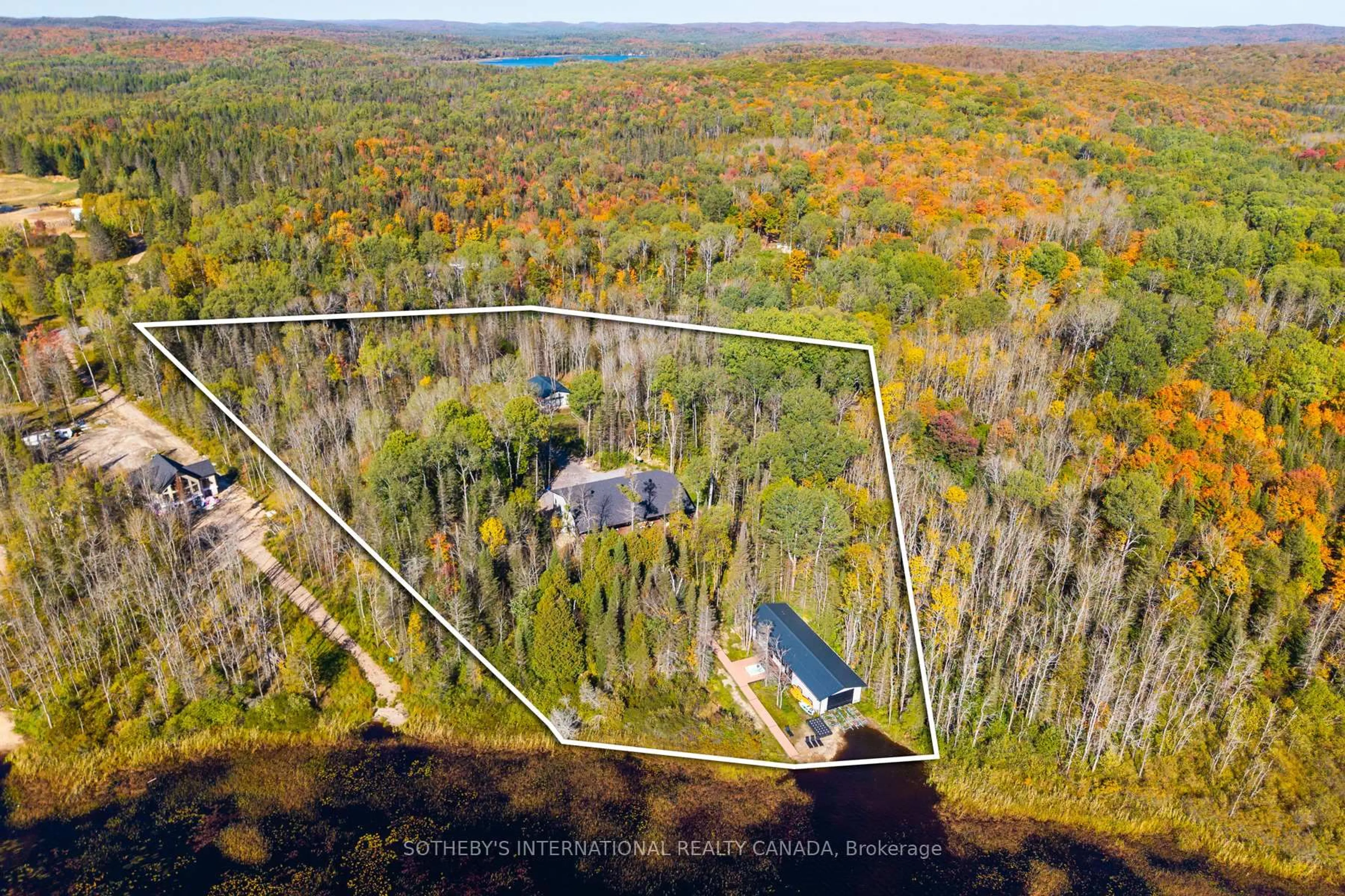 A pic from outside/outdoor area/front of a property/back of a property/a pic from drone, forest/trees view for 1445 Pickerel Jack Lake Rd, Burk's Falls Ontario P0A 1Z0