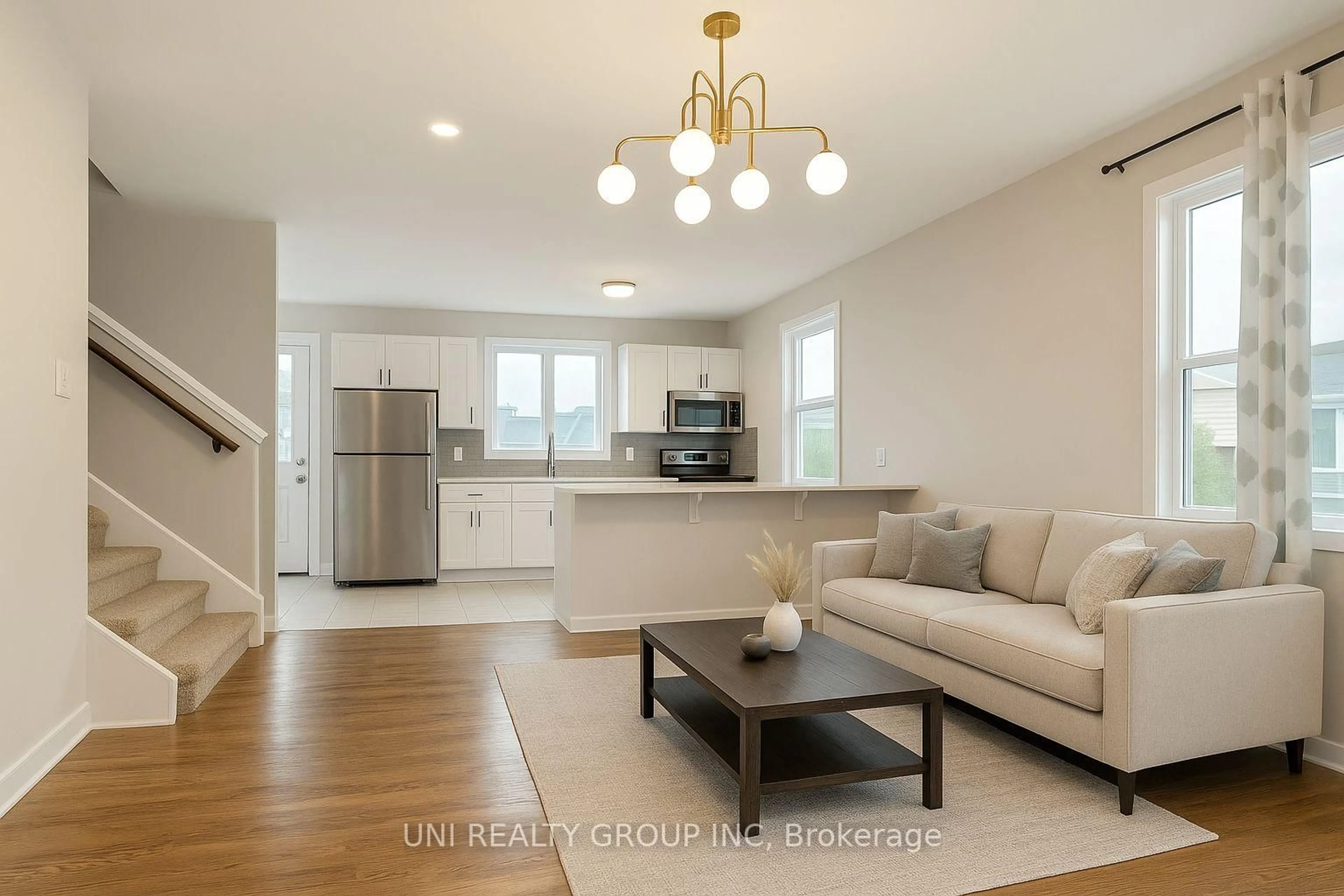 Open concept kitchen, wood/laminate floor for 324 CANADENSIS Lane, Ottawa Ontario K2J 6X8