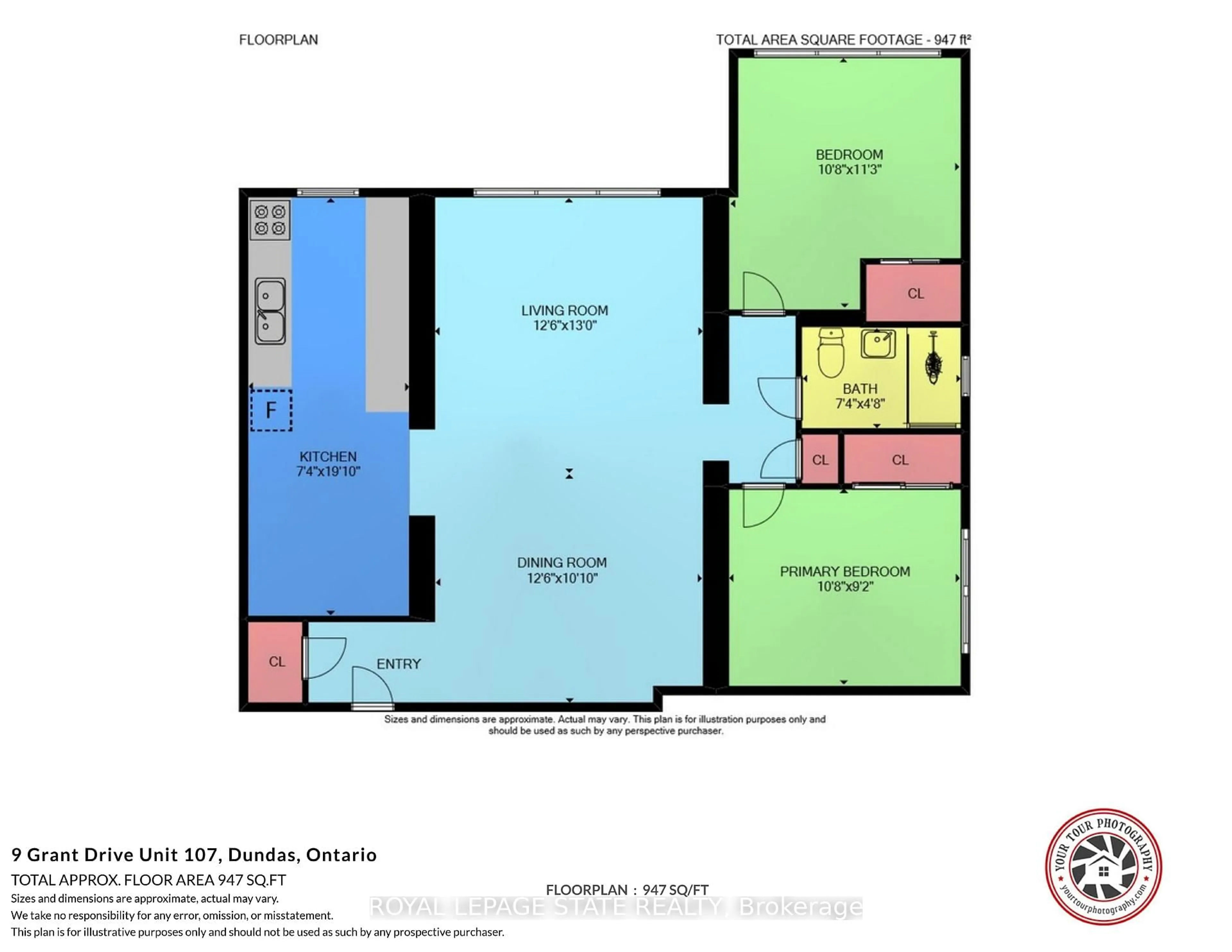 Floor plan for 9 Grant Blvd #107, Hamilton Ontario L9H 4L5