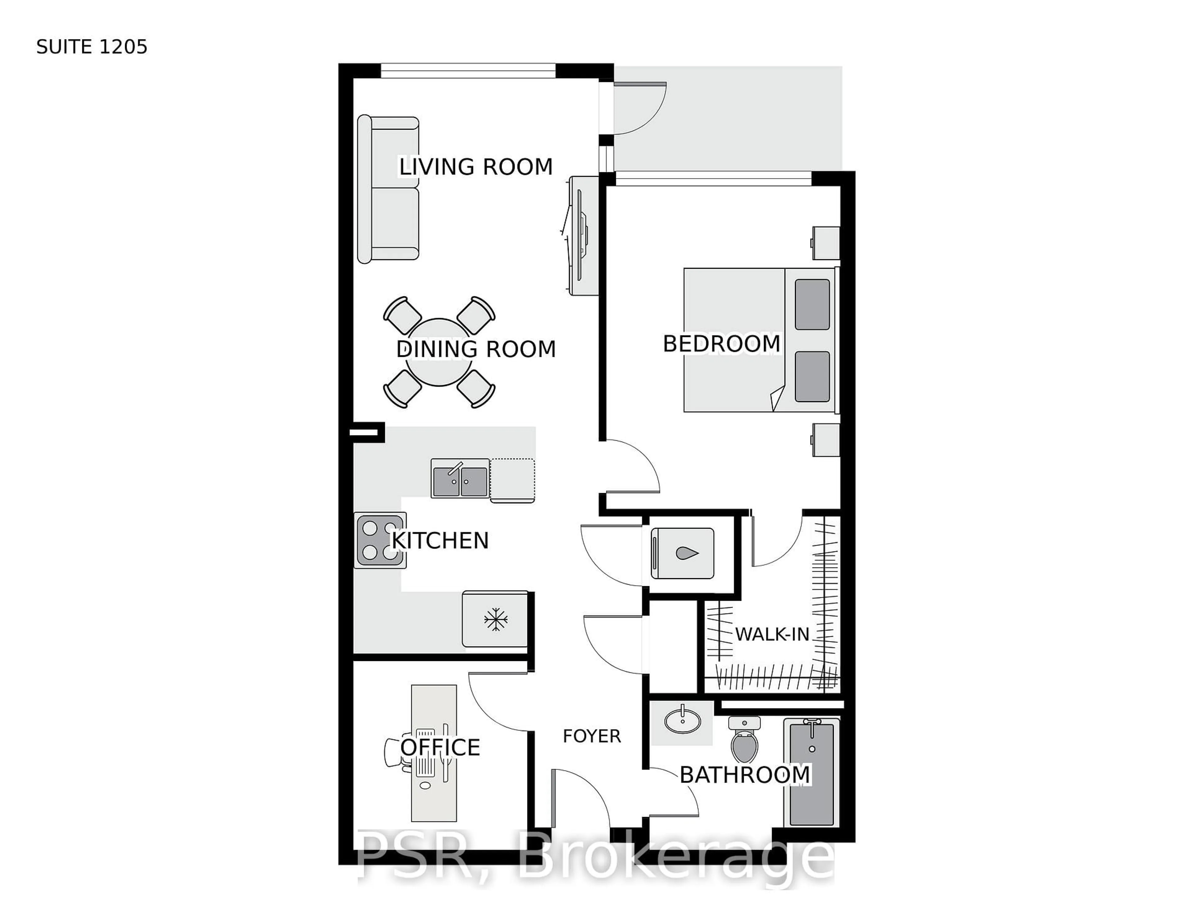 Floor plan for 1 Victoria St #1205, Kitchener Ontario N2G 0B5