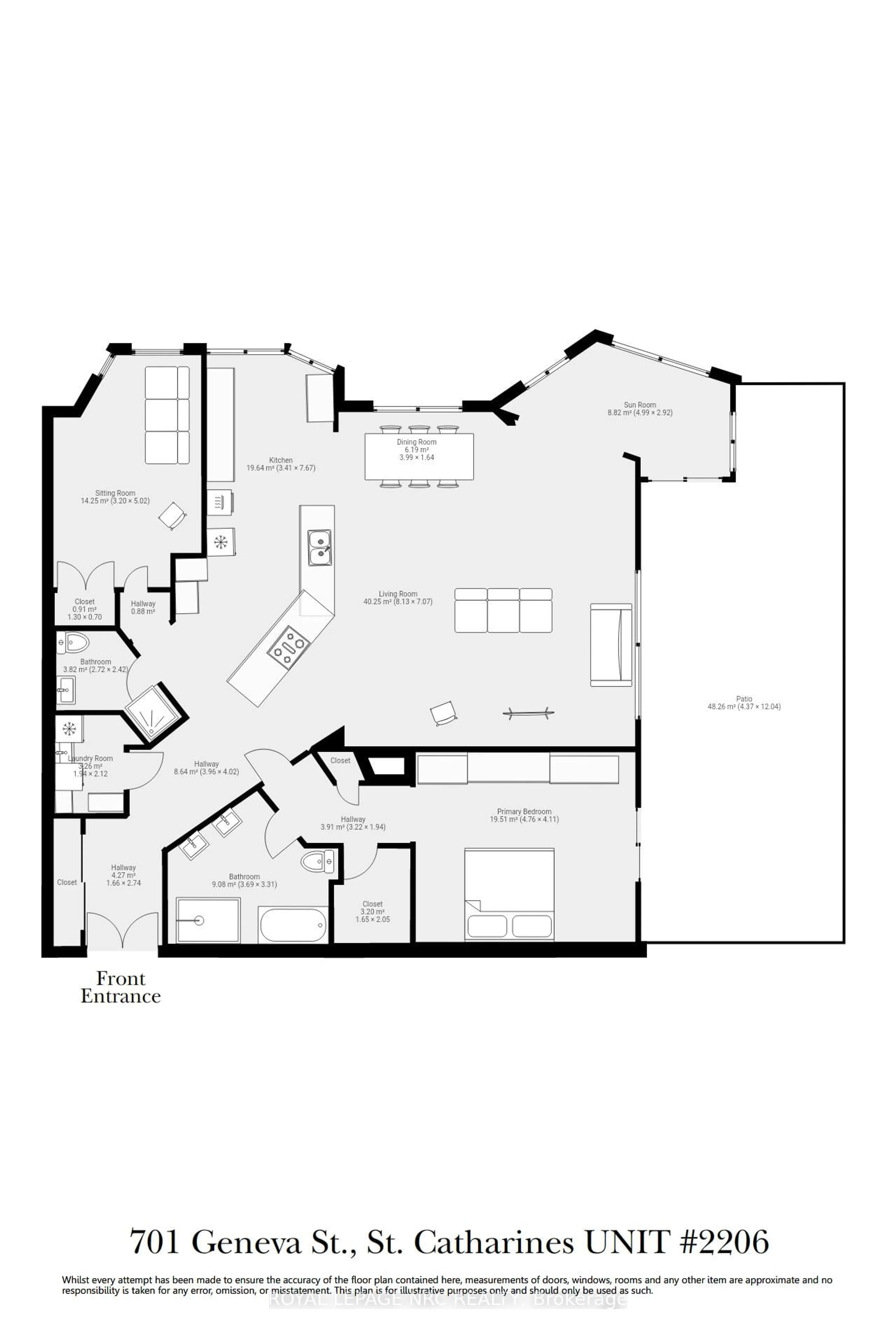 Floor plan for 701 Geneva St #2206, St. Catharines Ontario L2N 7H9