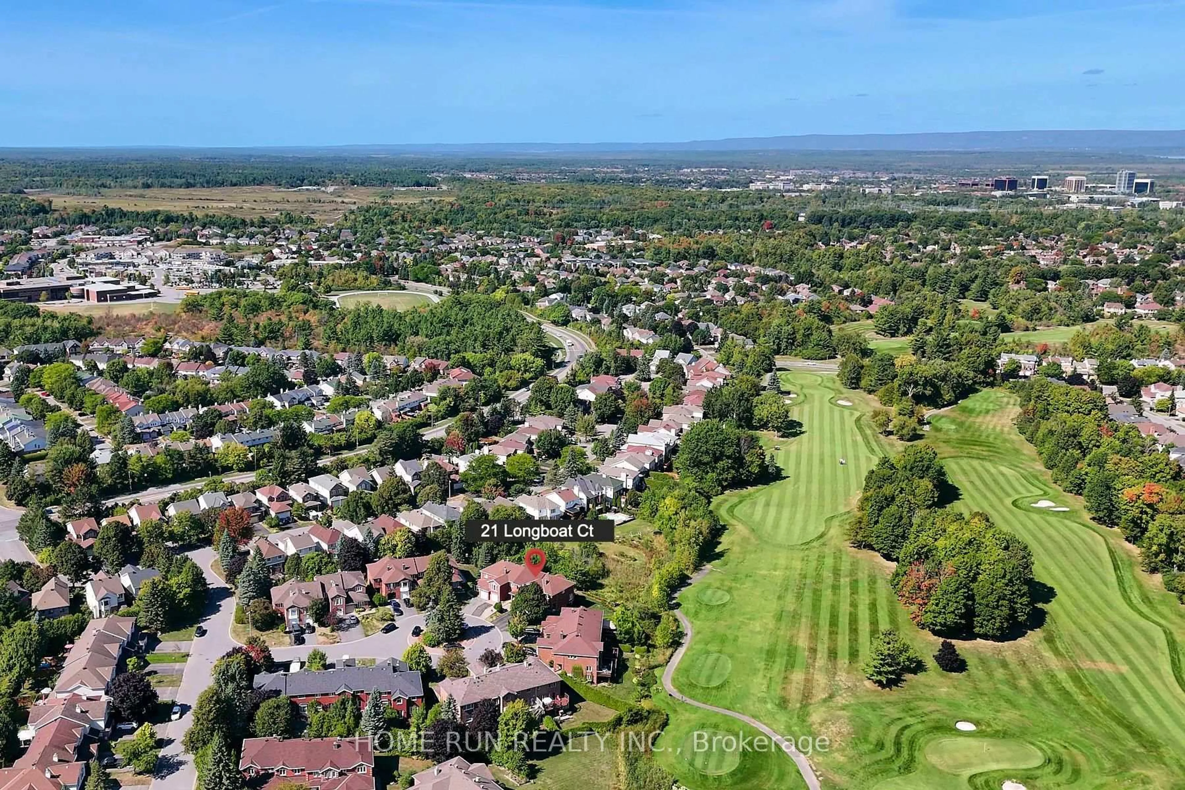 A pic from outside/outdoor area/front of a property/back of a property/a pic from drone, mountain view for 21 Longboat Crt, Kanata Ontario K2K 2T3
