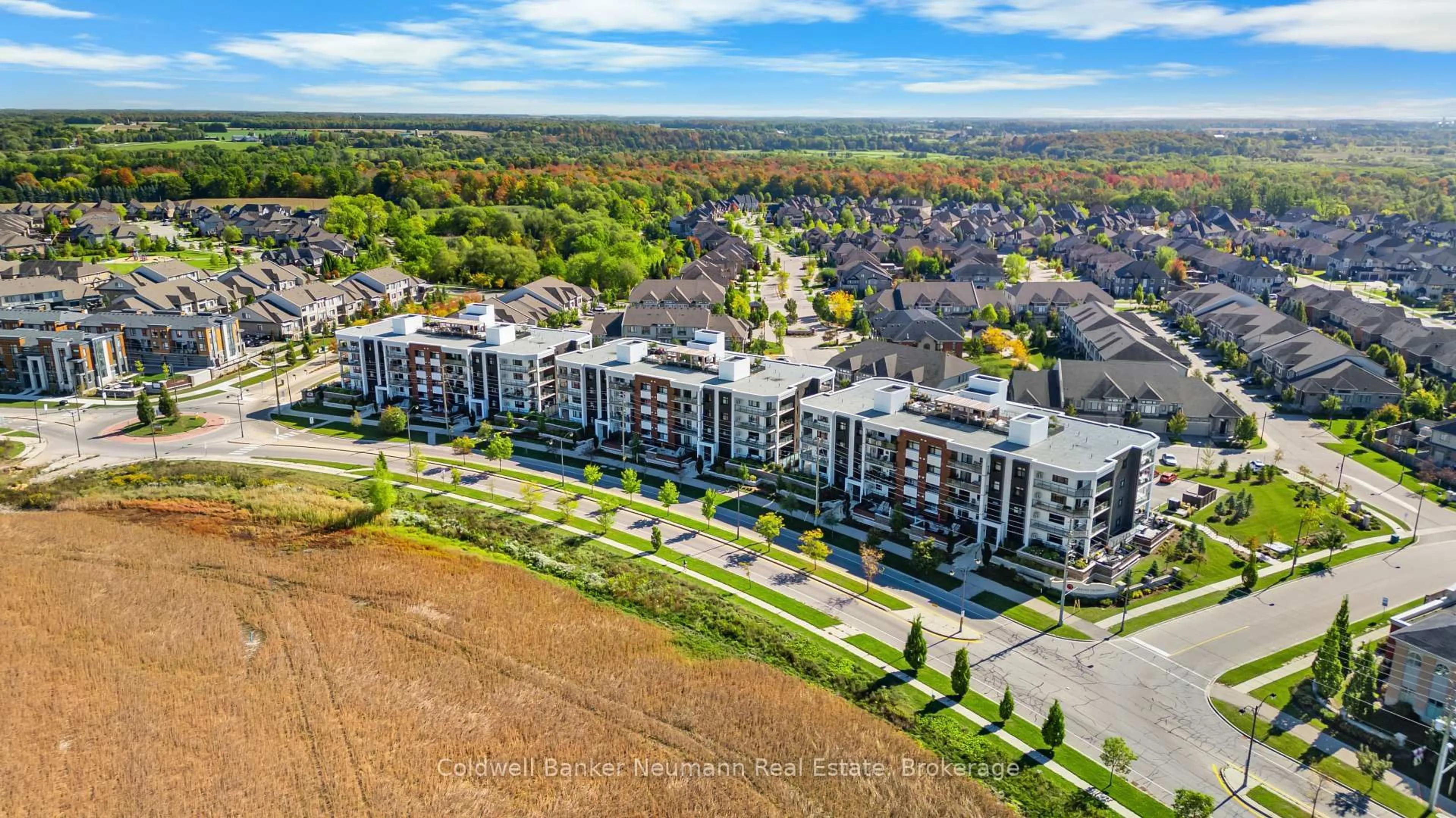 A pic from outside/outdoor area/front of a property/back of a property/a pic from drone, water/lake/river/ocean view for 247 Grey Silo Rd #103, Waterloo Ontario N2K 0G7