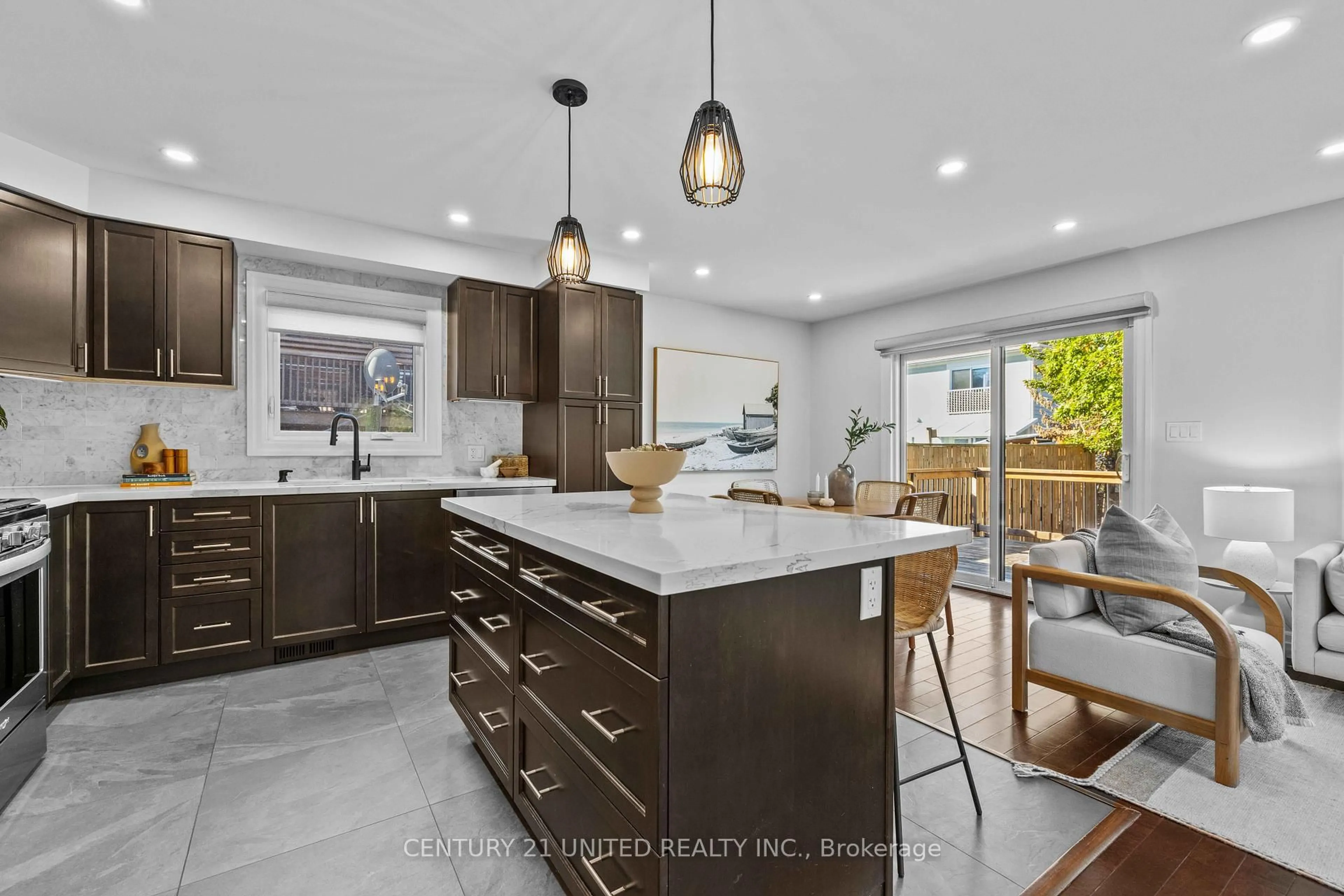 Open concept kitchen, ceramic/tile floor for 739 Young St, Peterborough Ontario K9J 3A5