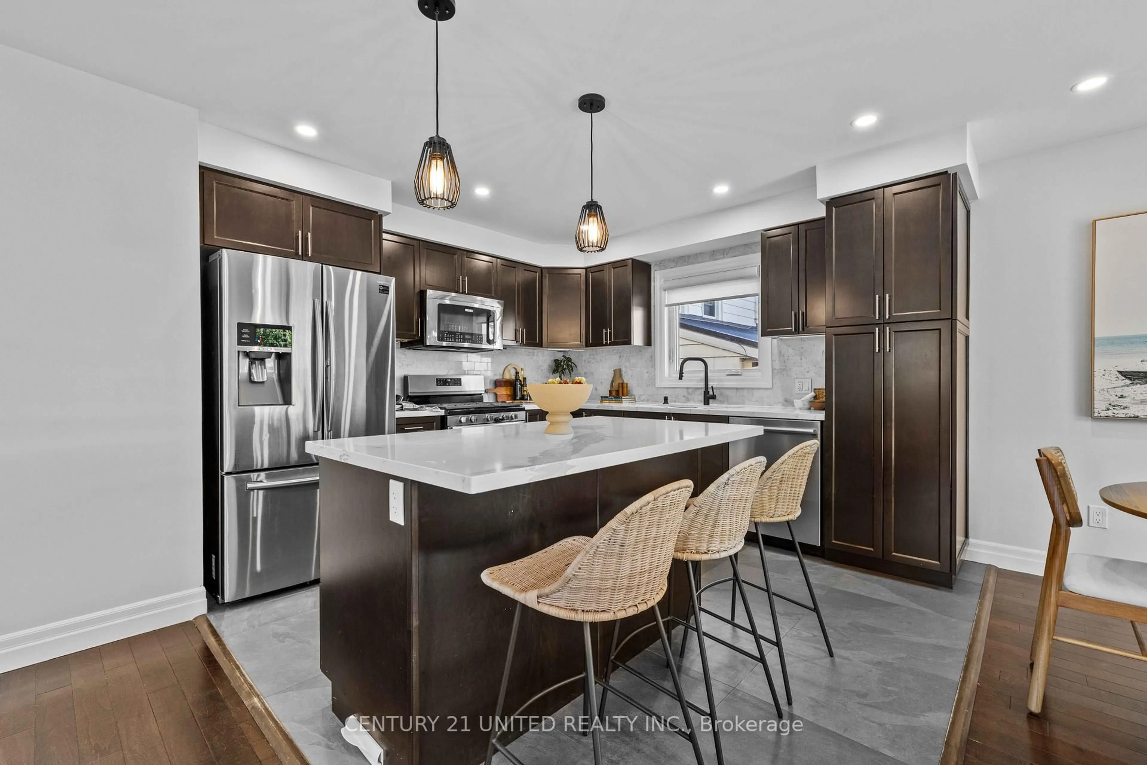 Open concept kitchen, ceramic/tile floor for 739 Young St, Peterborough Ontario K9J 3A5