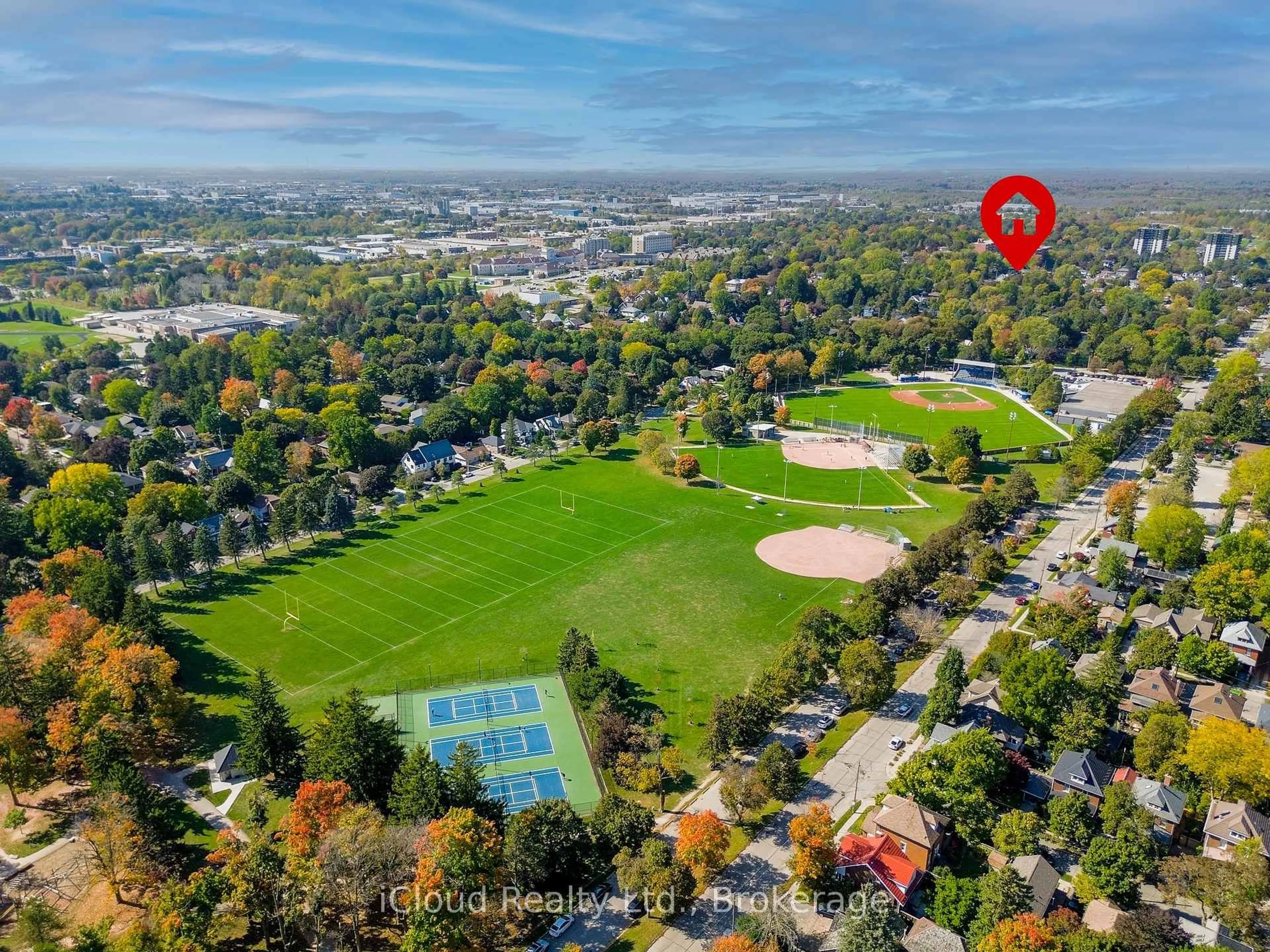 A pic from outside/outdoor area/front of a property/back of a property/a pic from drone, mountain view for 28 Barton St, Guelph Ontario N1H 1M3