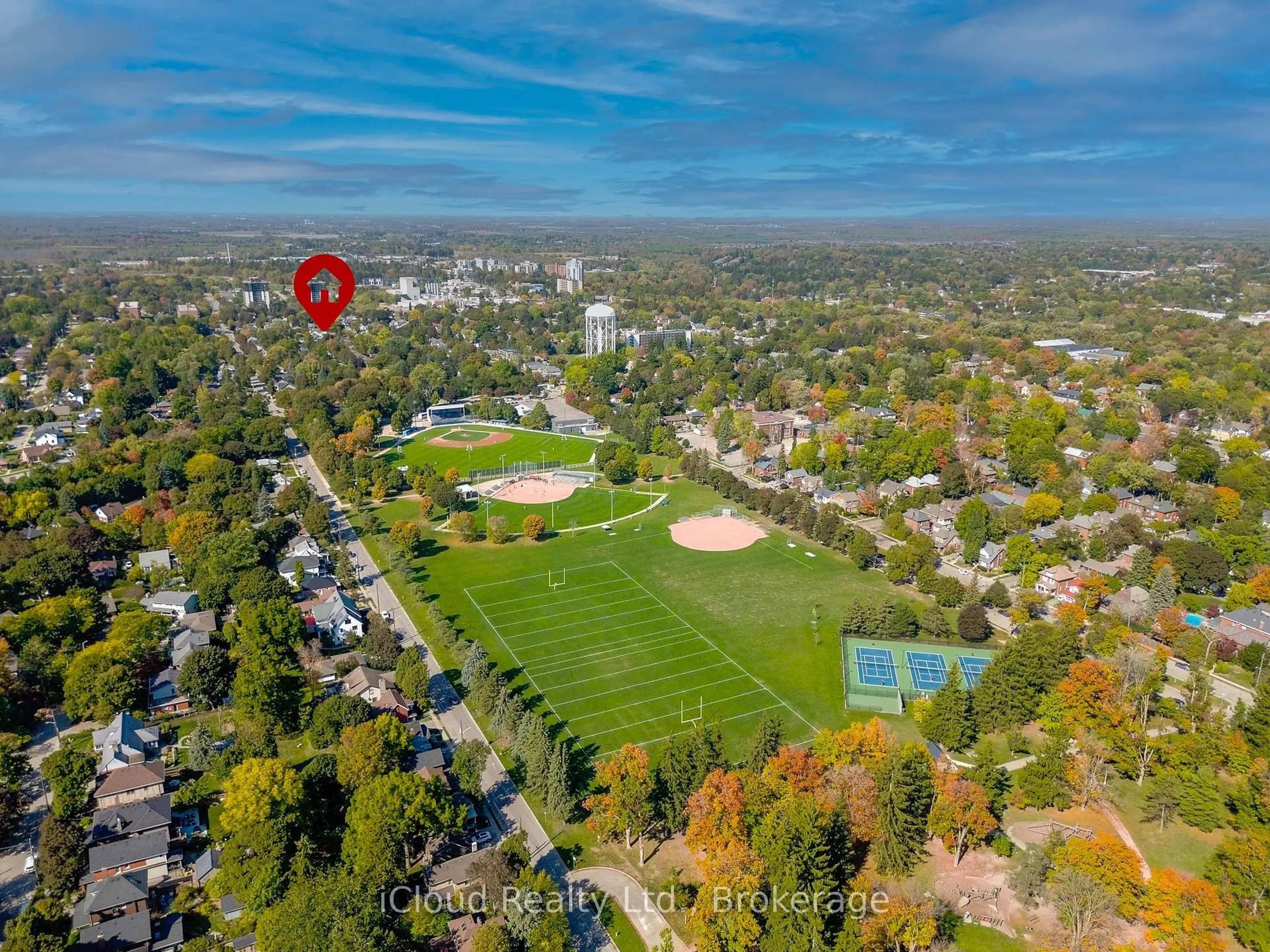 A pic from outside/outdoor area/front of a property/back of a property/a pic from drone, mountain view for 28 Barton St, Guelph Ontario N1H 1M3