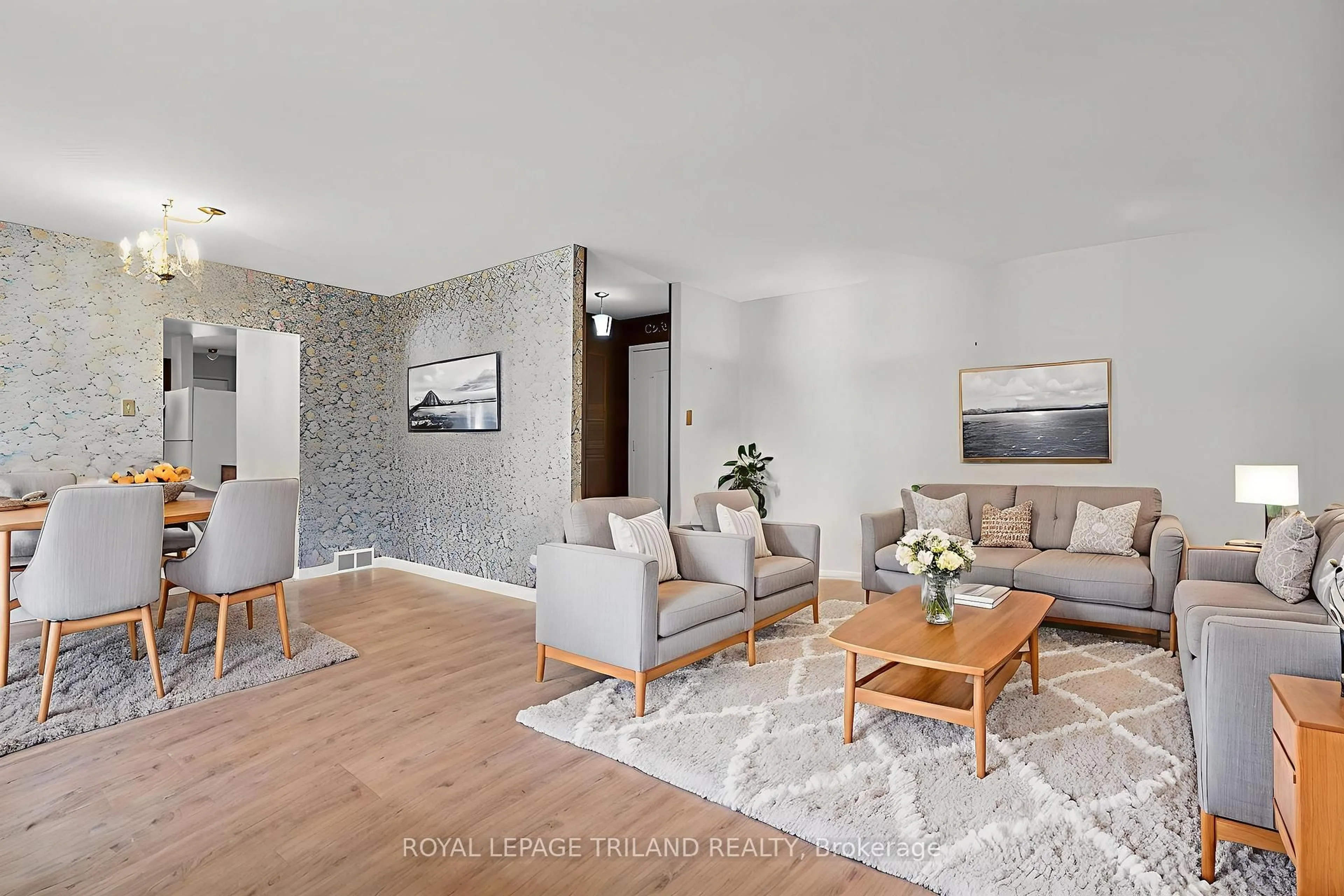 Living room with furniture, wood/laminate floor for 744 Dalkeith Ave, London North Ontario N5X 1R6