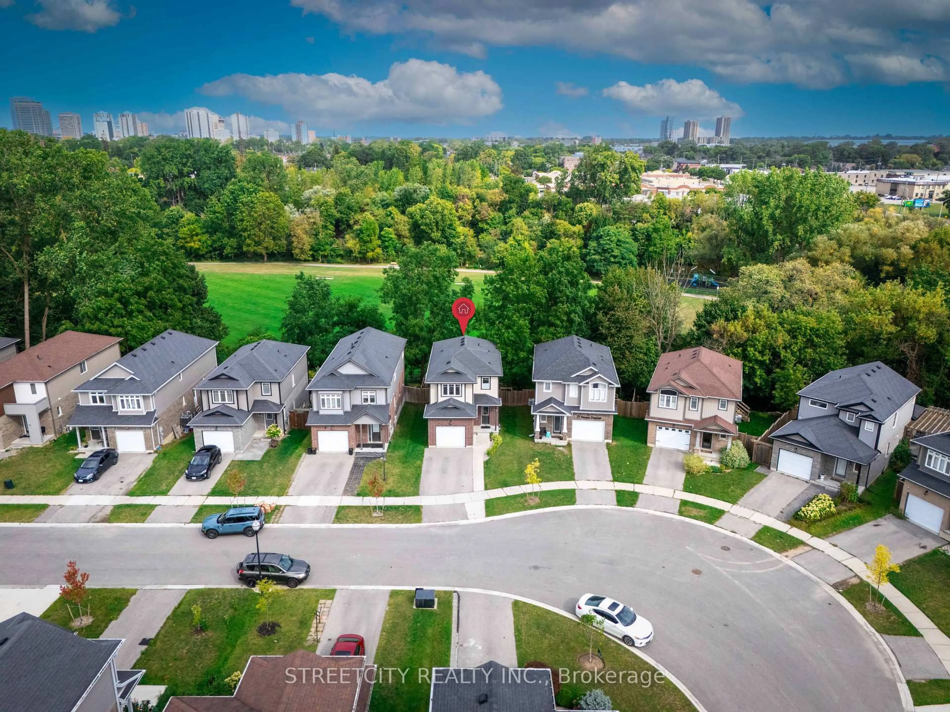 A pic from outside/outdoor area/front of a property/back of a property/a pic from drone, city buildings view from balcony for 69 Yvonne Cres, London South Ontario N5Z 0A5