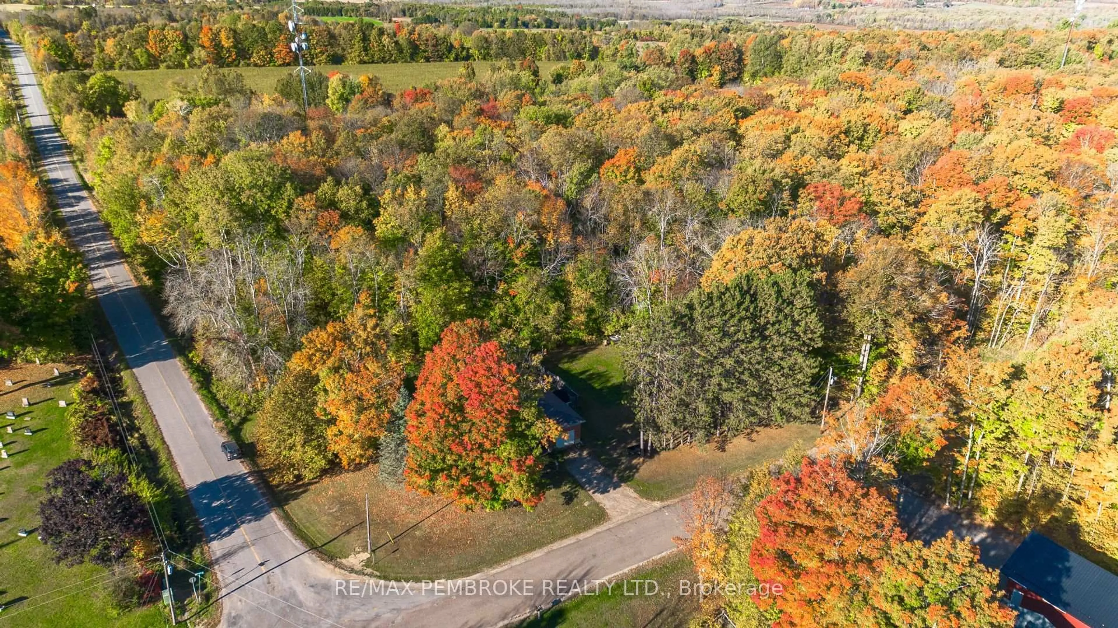 A pic from outside/outdoor area/front of a property/back of a property/a pic from drone, forest/trees view for 2617 Snake River Line, Cobden Ontario K0J 1K0