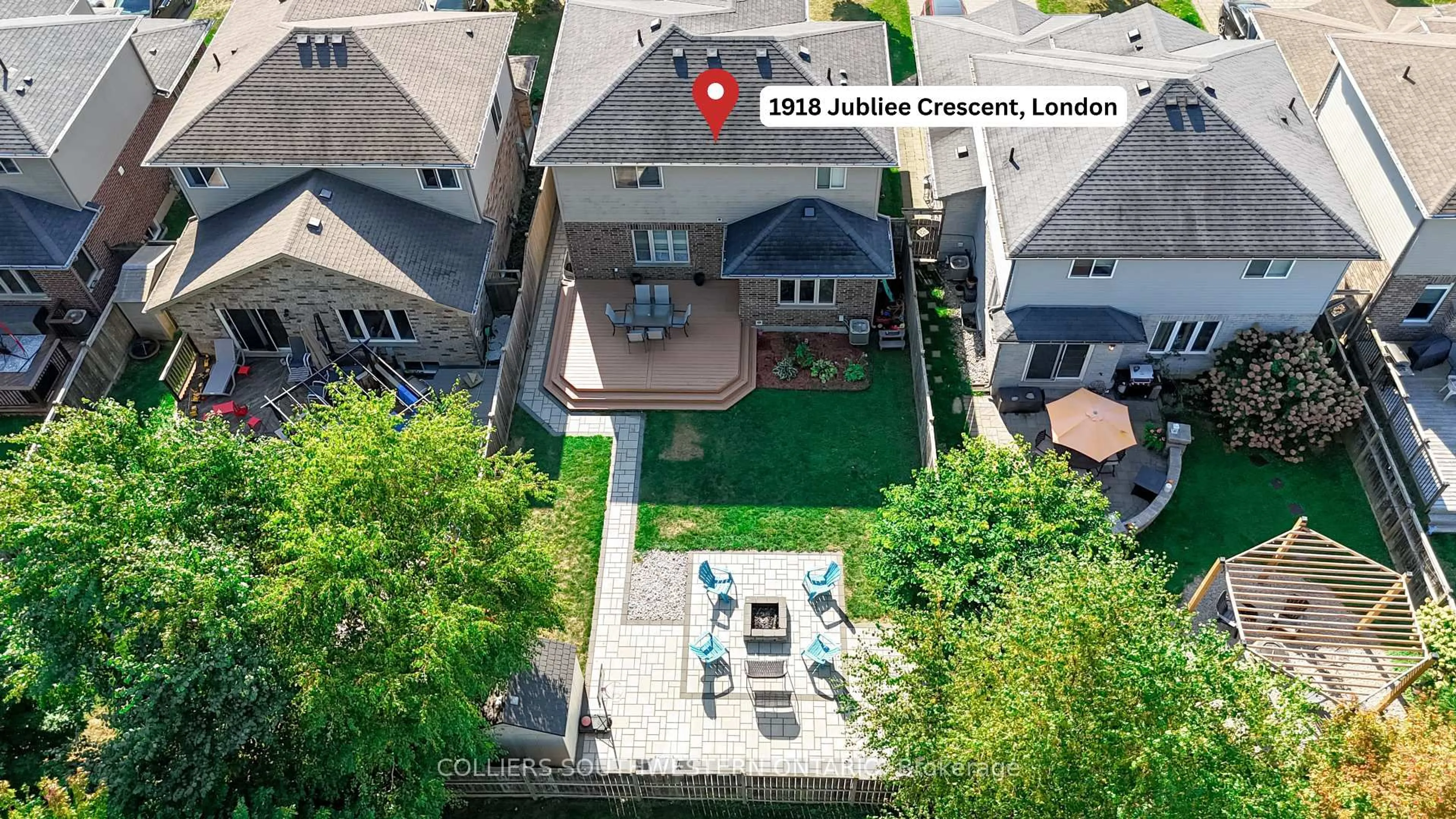 A pic from outside/outdoor area/front of a property/back of a property/a pic from drone, city buildings view from balcony for 1918 Jubilee Cres, London North Ontario N6G 0H6