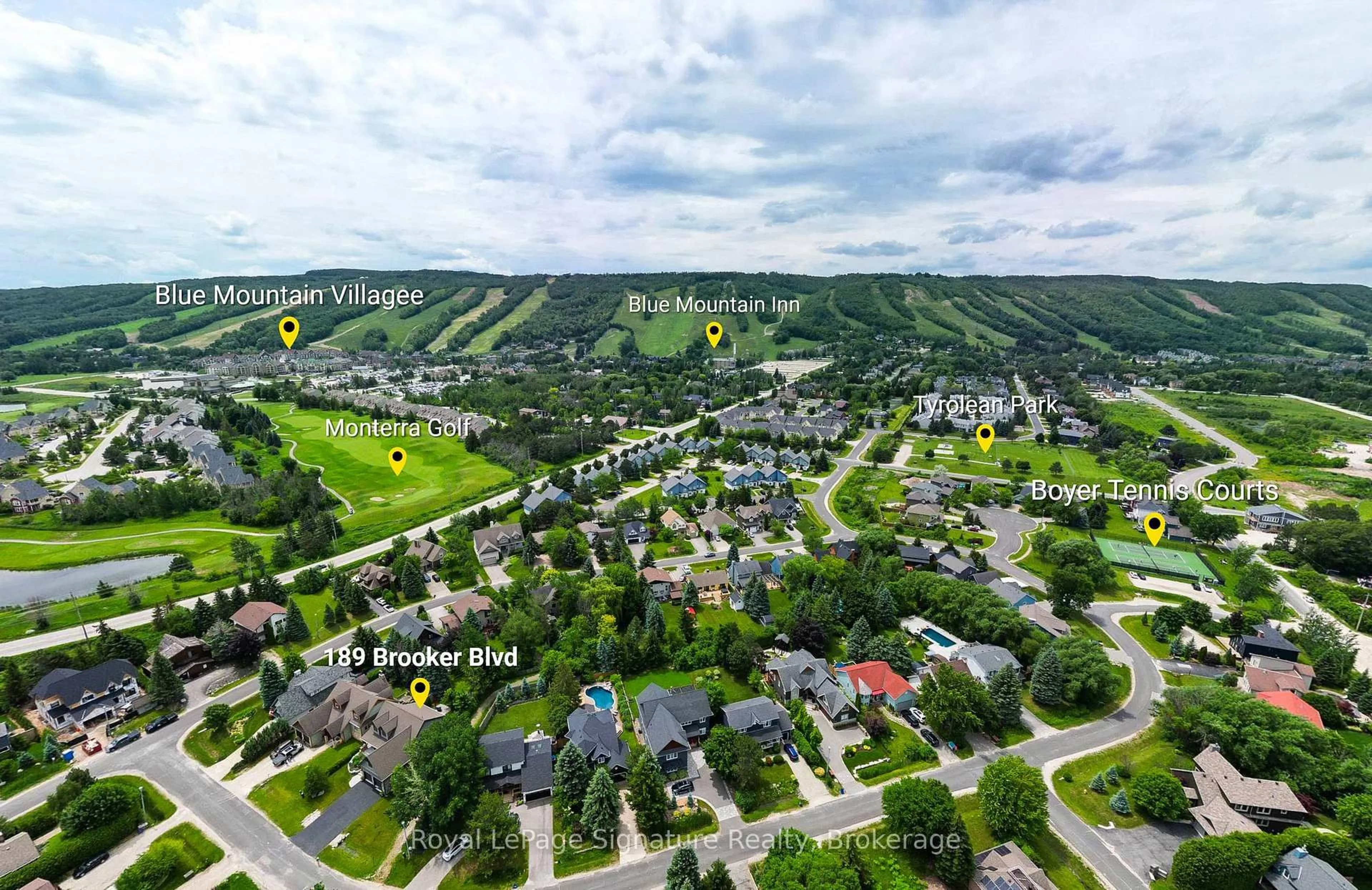 A pic from outside/outdoor area/front of a property/back of a property/a pic from drone, unknown for 189 Brooker Blvd, Blue Mountains Ontario L9Y 0L3