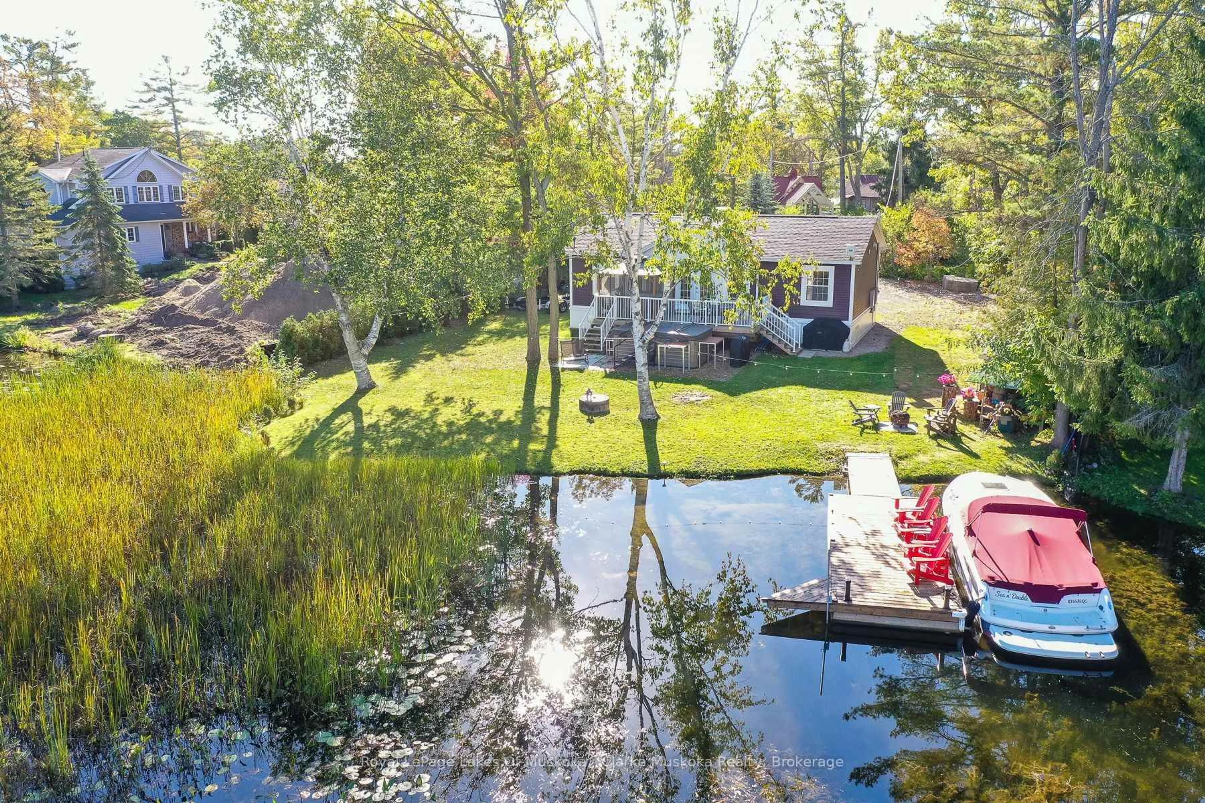 A pic from outside/outdoor area/front of a property/back of a property/a pic from drone, water/lake/river/ocean view for 37 MINTENS Lane, Georgian Bay Ontario L0K 1S0