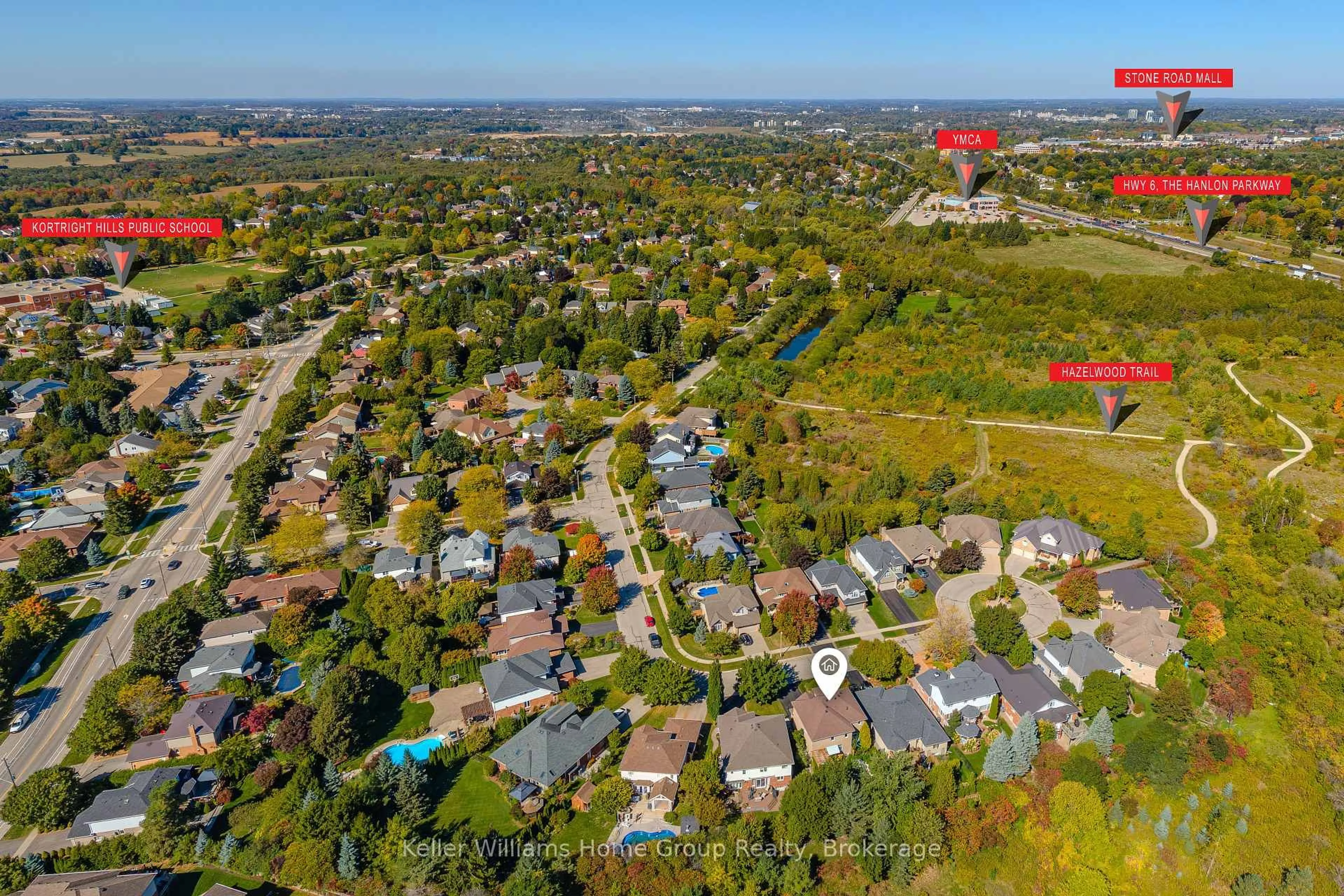 A pic from outside/outdoor area/front of a property/back of a property/a pic from drone, street for 75 Hazelwood Dr, Guelph Ontario N1C 1A4
