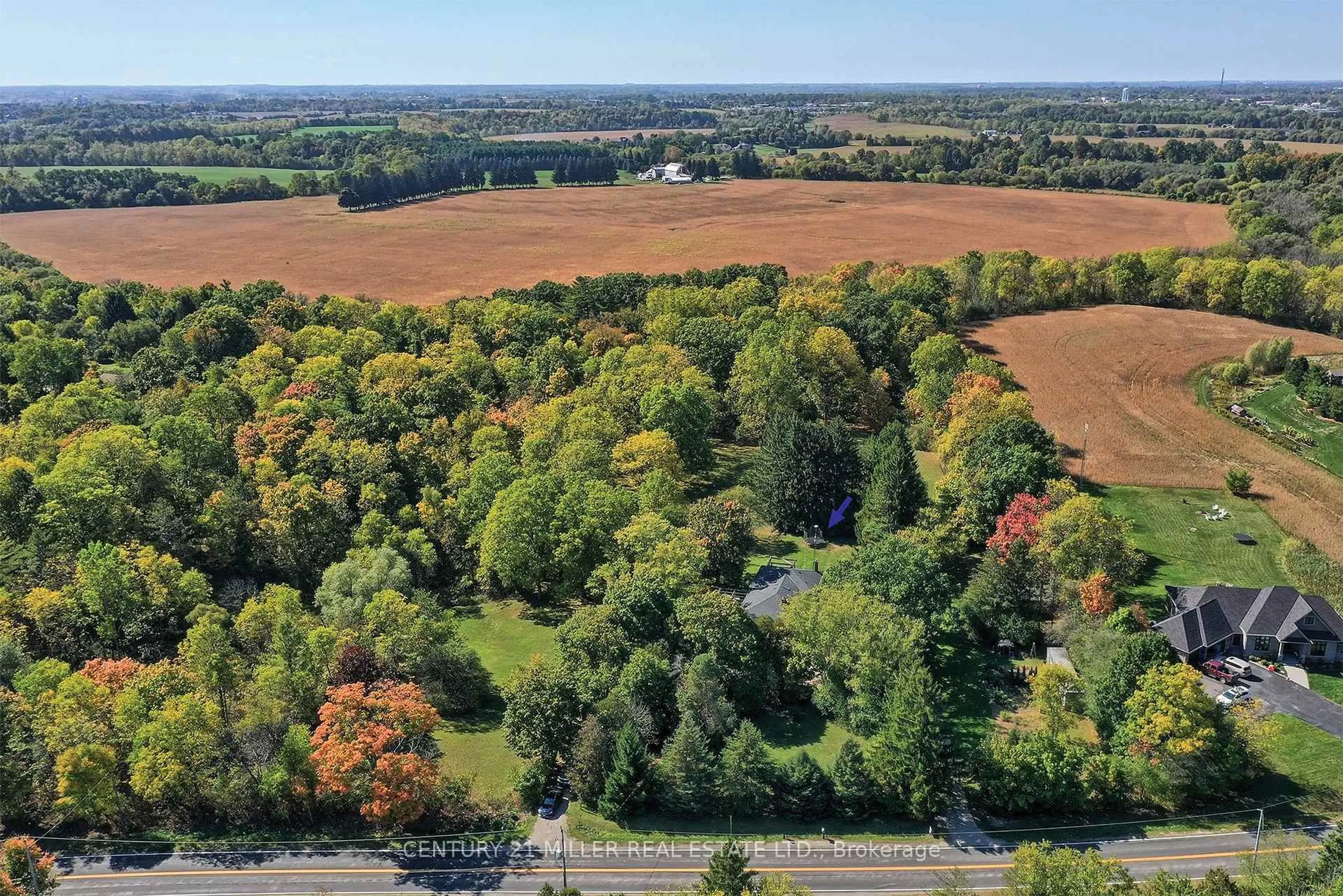 A pic from outside/outdoor area/front of a property/back of a property/a pic from drone, forest/trees view for 99 McBay Rd, Brant Ontario N3T 5L4