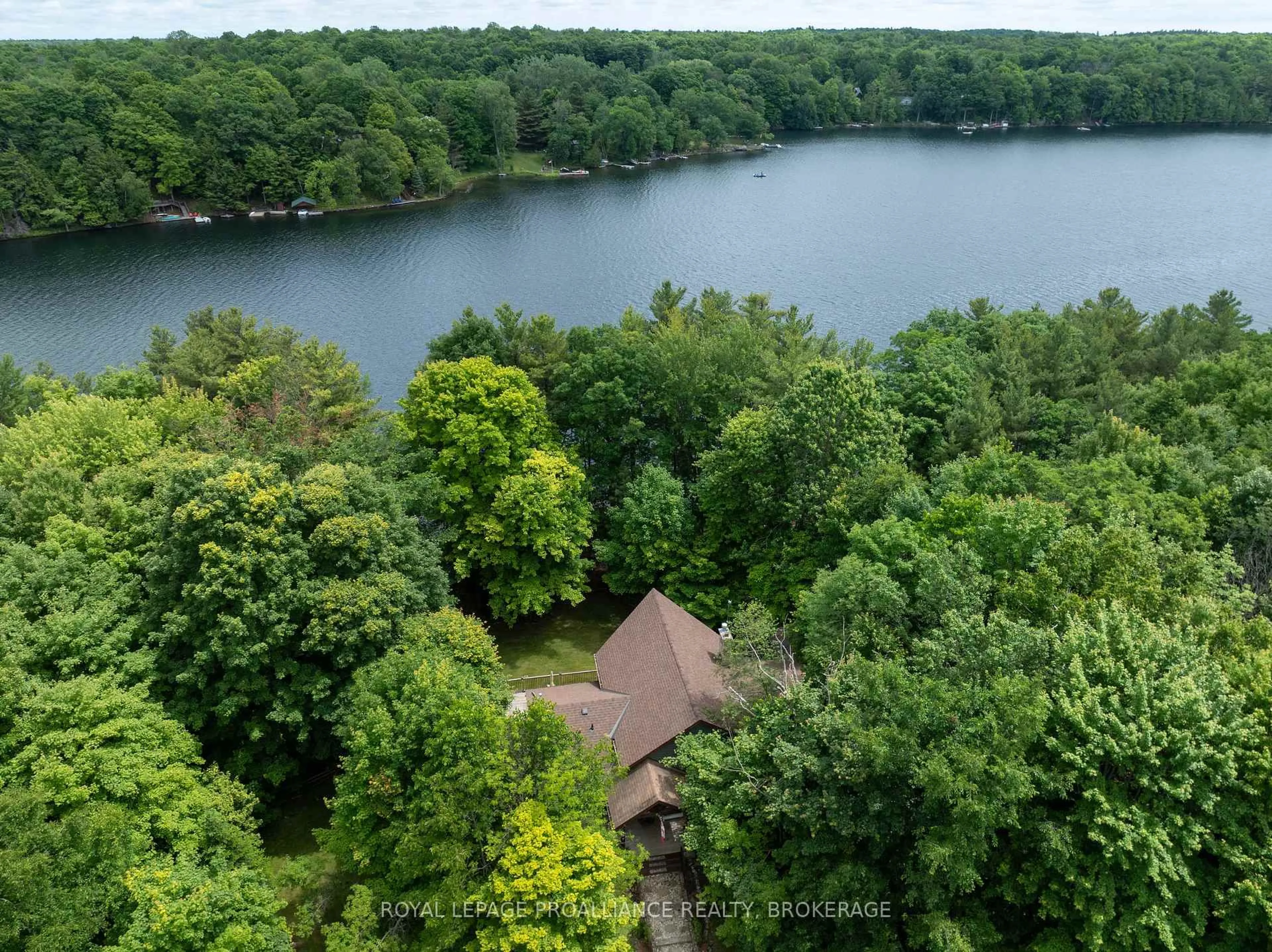 A pic from outside/outdoor area/front of a property/back of a property/a pic from drone, water/lake/river/ocean view for 507 Frye Lane, Perth Road Ontario K0H 2L0