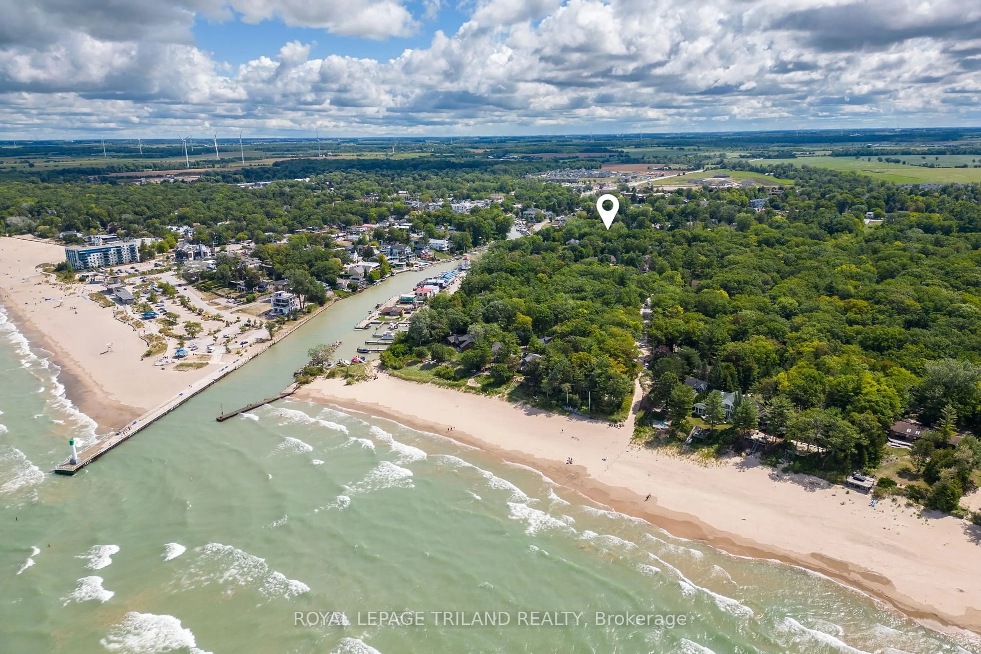 A pic from outside/outdoor area/front of a property/back of a property/a pic from drone, water/lake/river/ocean view for 34 Alberta St, Lambton Shores Ontario N0M 1T0