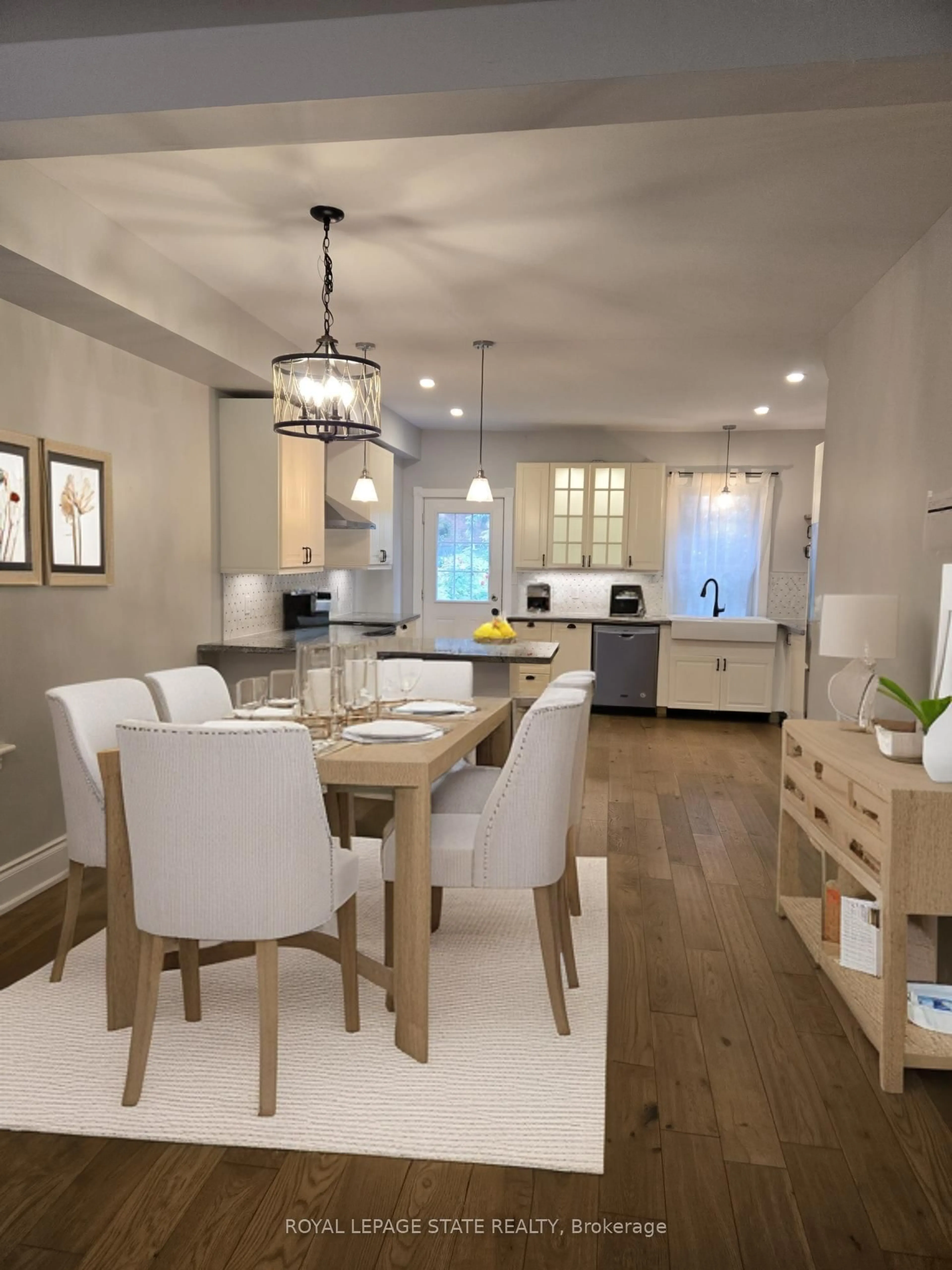 Open concept kitchen, wood/laminate floor for 22 Burlington St, Hamilton Ontario L8L 4G2