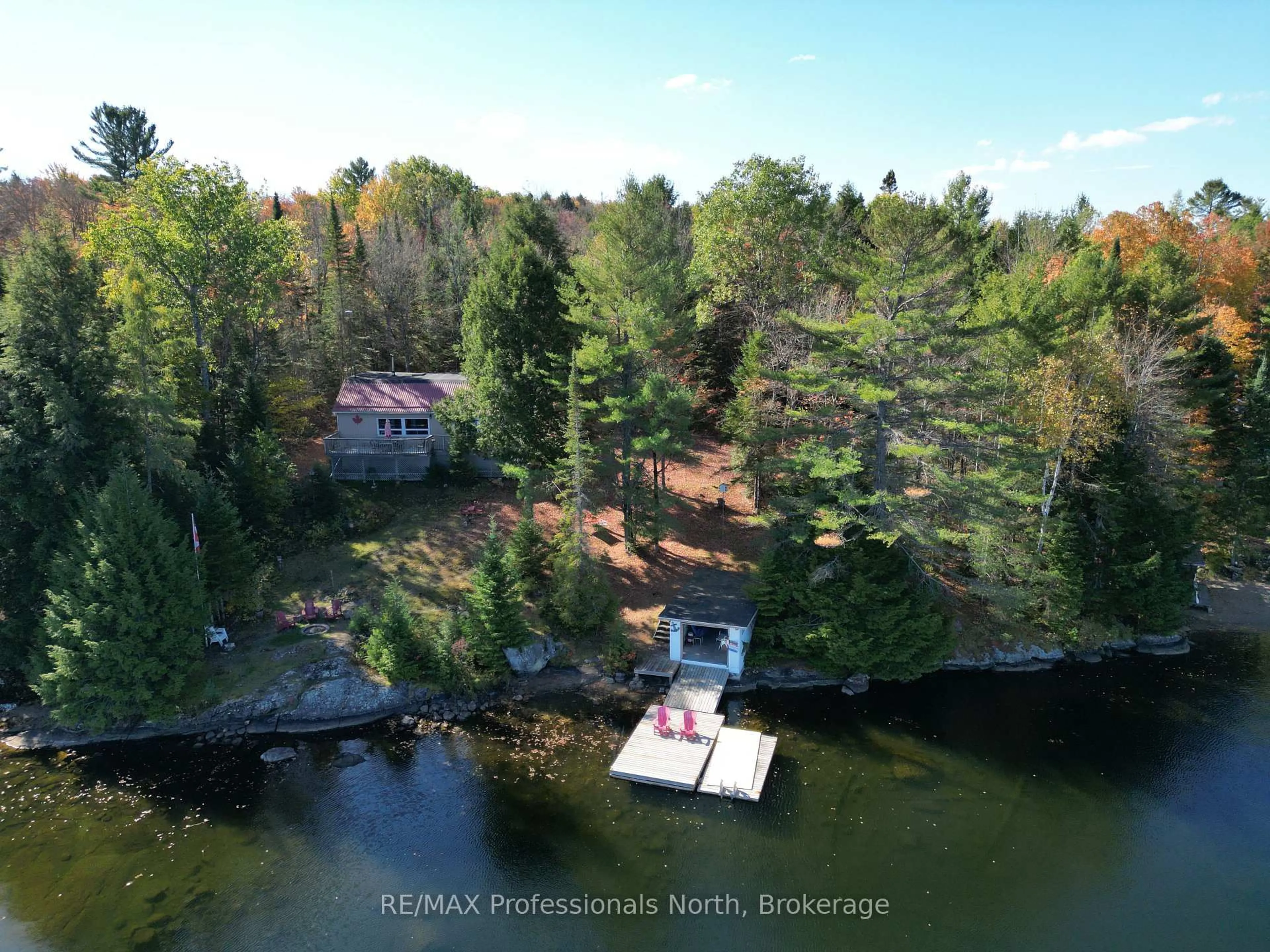 A pic from outside/outdoor area/front of a property/back of a property/a pic from drone, water/lake/river/ocean view for 2598 Glamorgan Rd, Highlands East Ontario K0M 1S0