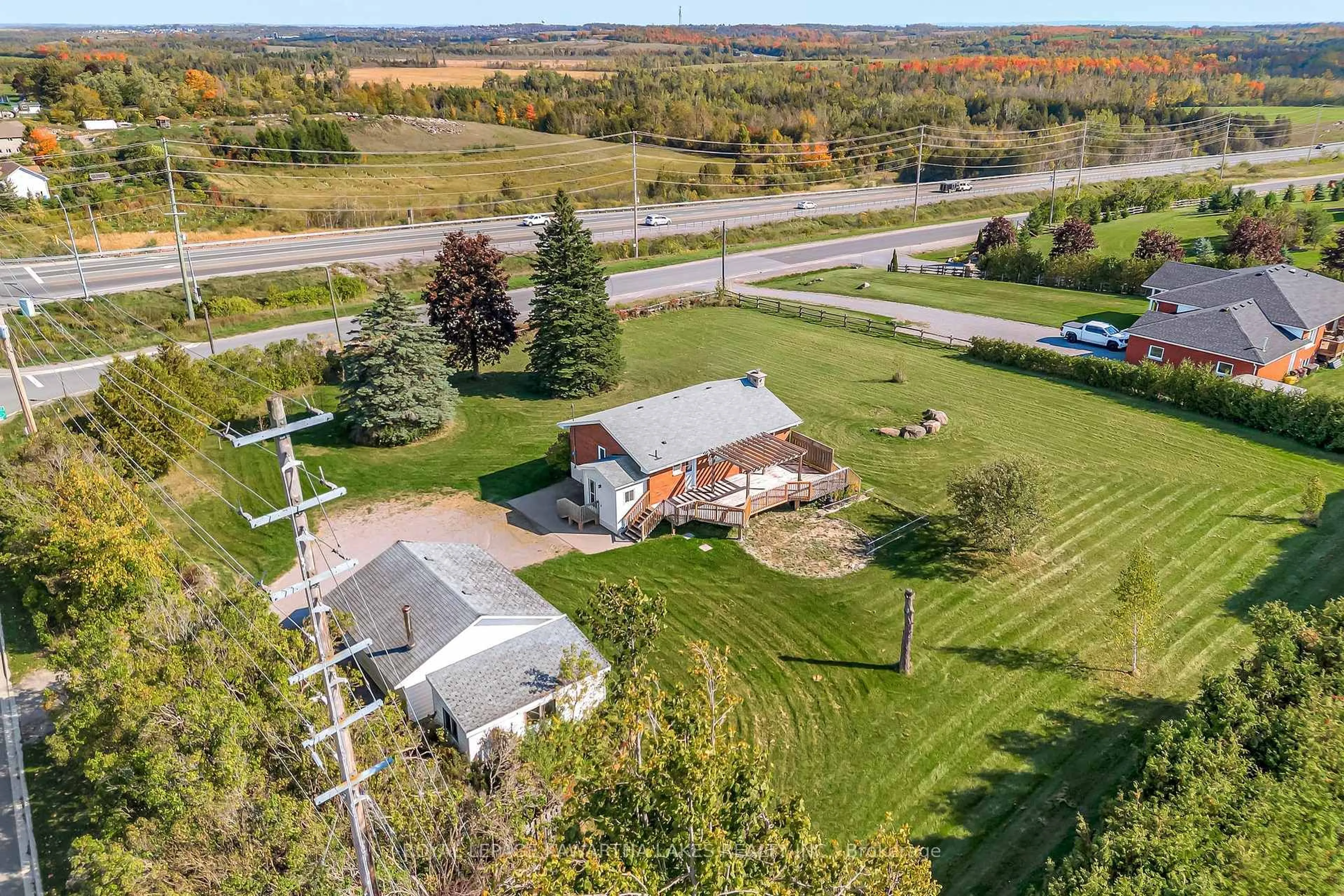 A pic from outside/outdoor area/front of a property/back of a property/a pic from drone, water/lake/river/ocean view for 1240 Meadowview Rd, Kawartha Lakes Ontario K0L 2W0