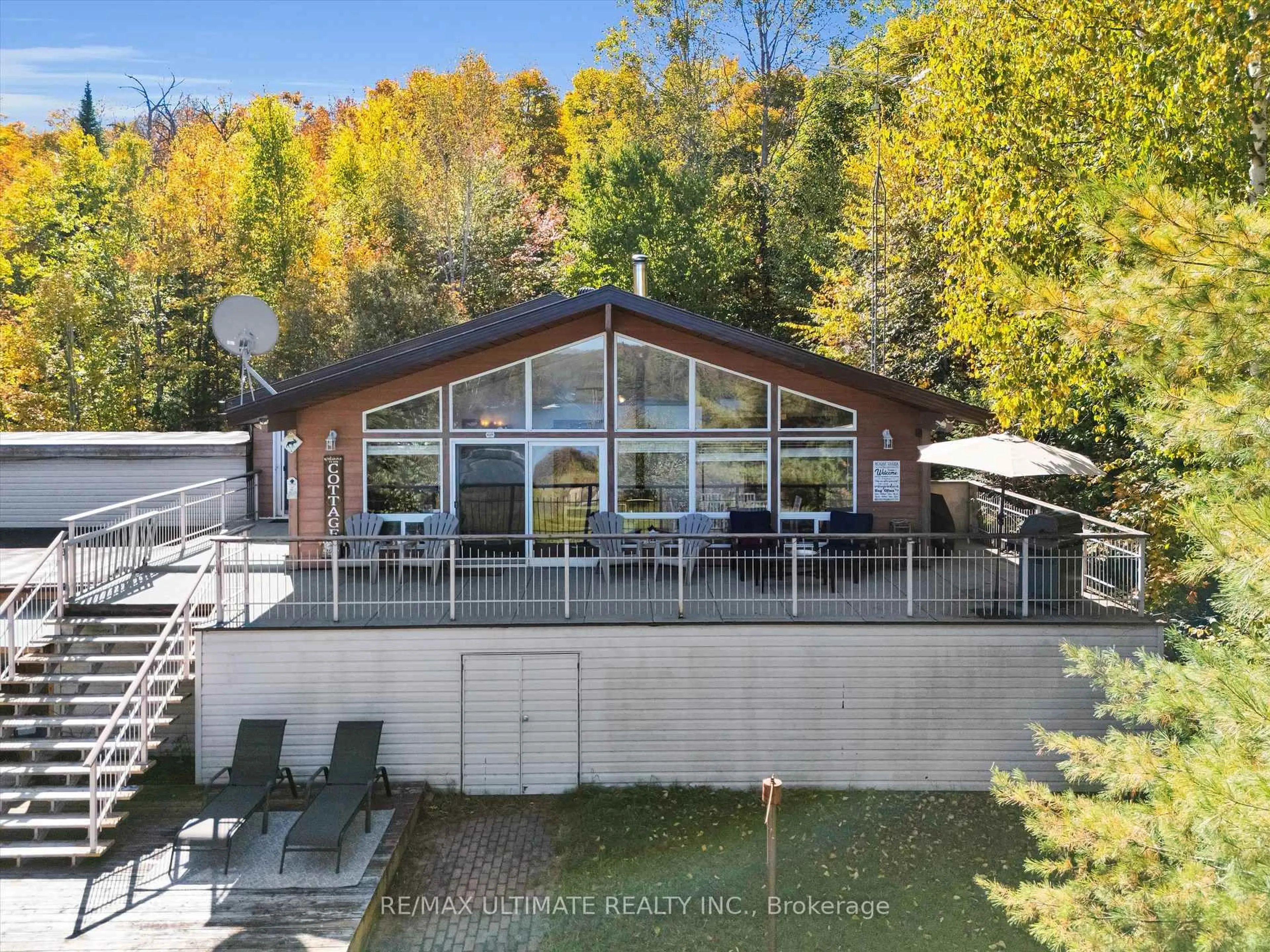 A pic from outside/outdoor area/front of a property/back of a property/a pic from drone, water/lake/river/ocean view for 343 Sherwood Dr, Perry Ontario P1H 2J6