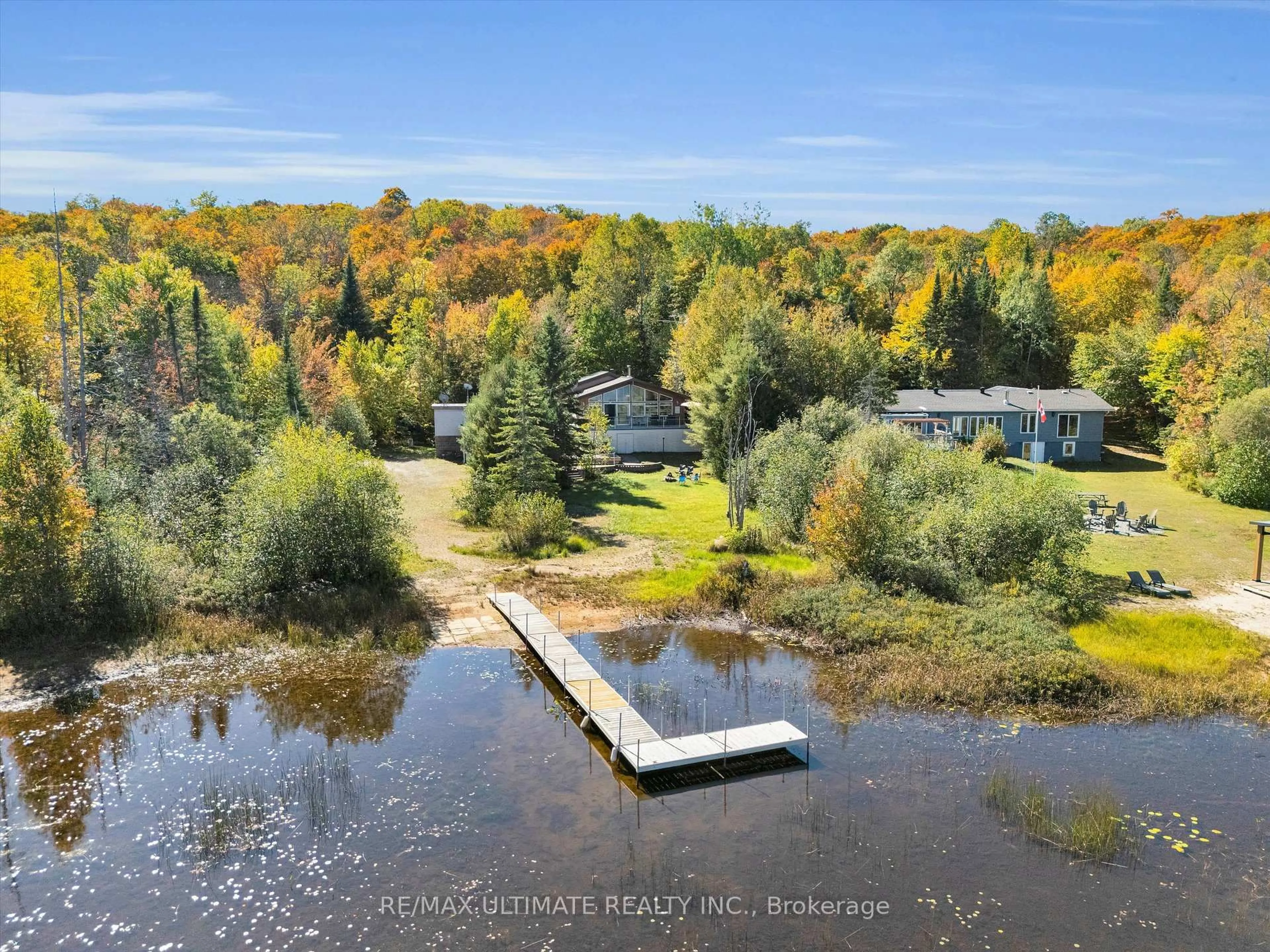 A pic from outside/outdoor area/front of a property/back of a property/a pic from drone, water/lake/river/ocean view for 343 Sherwood Dr, Perry Ontario P1H 2J6