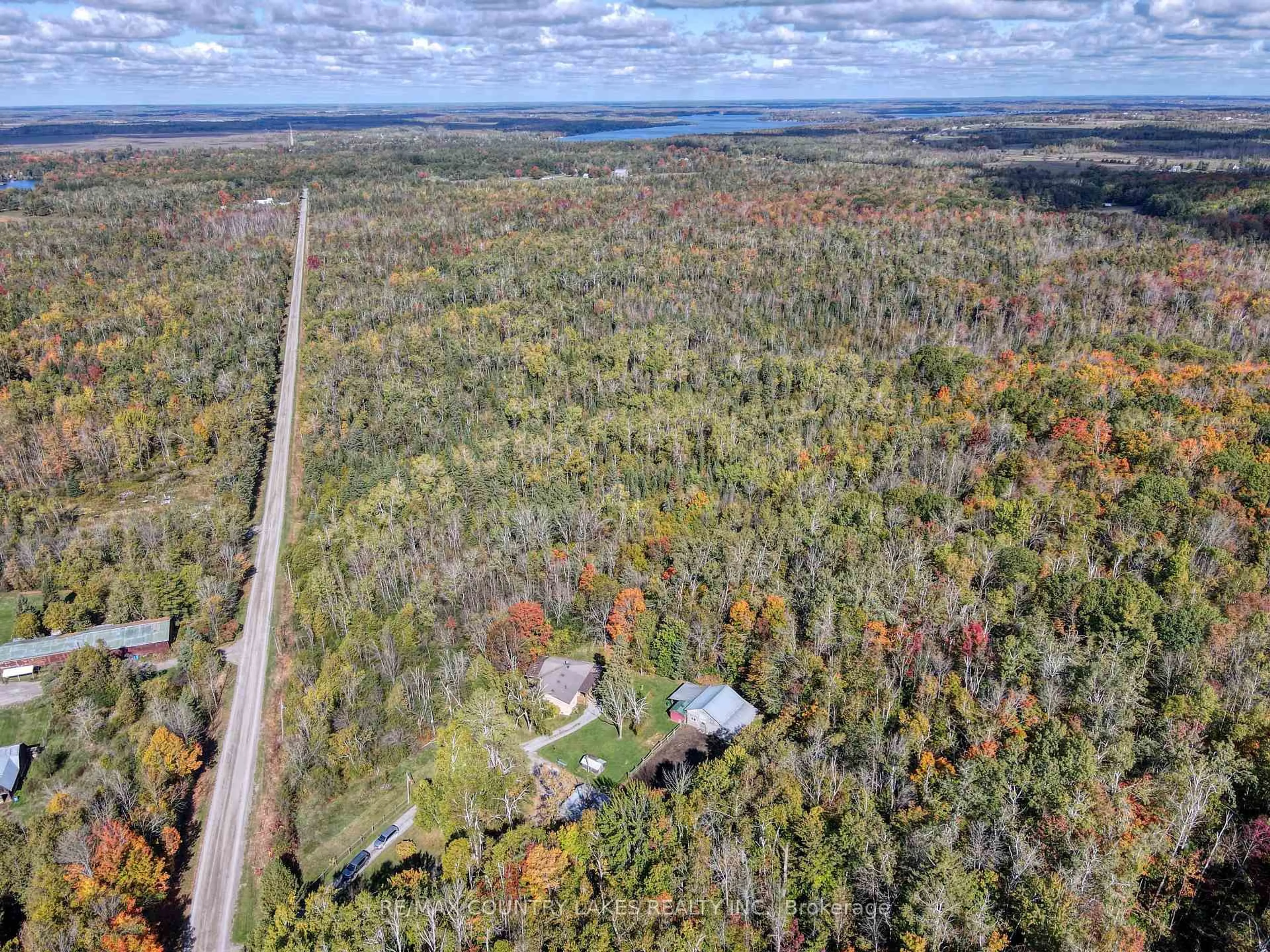 A pic from outside/outdoor area/front of a property/back of a property/a pic from drone, forest/trees view for 1364 Farms Rd, Kawartha Lakes Ontario K0M 2T0
