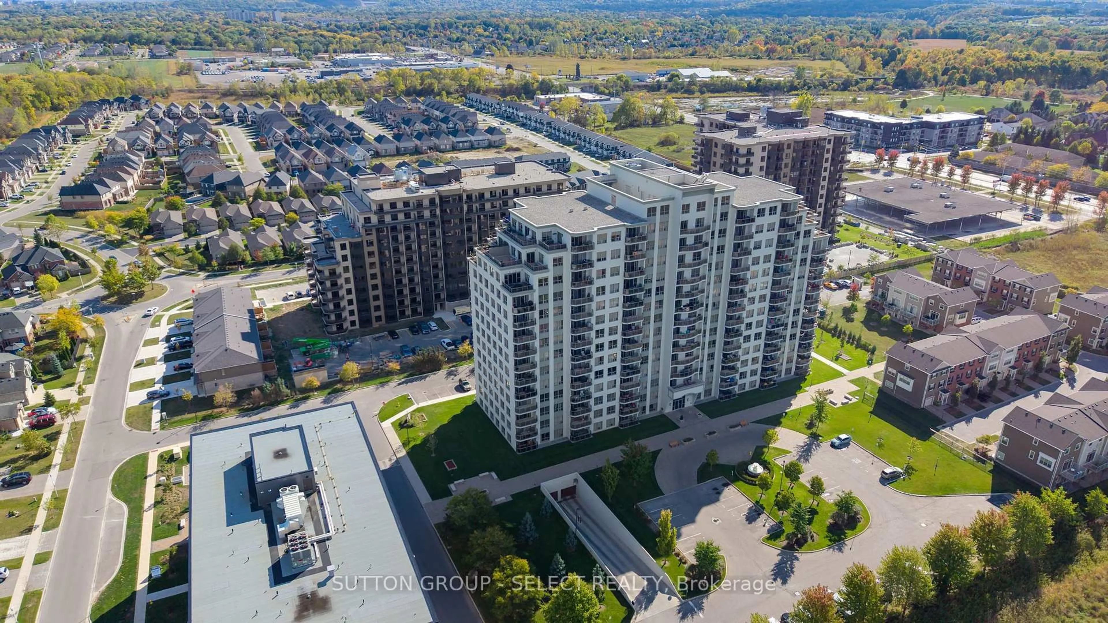 A pic from outside/outdoor area/front of a property/back of a property/a pic from drone, city buildings view from balcony for 1030 Coronation Dr #908, London North Ontario N6G 0G5