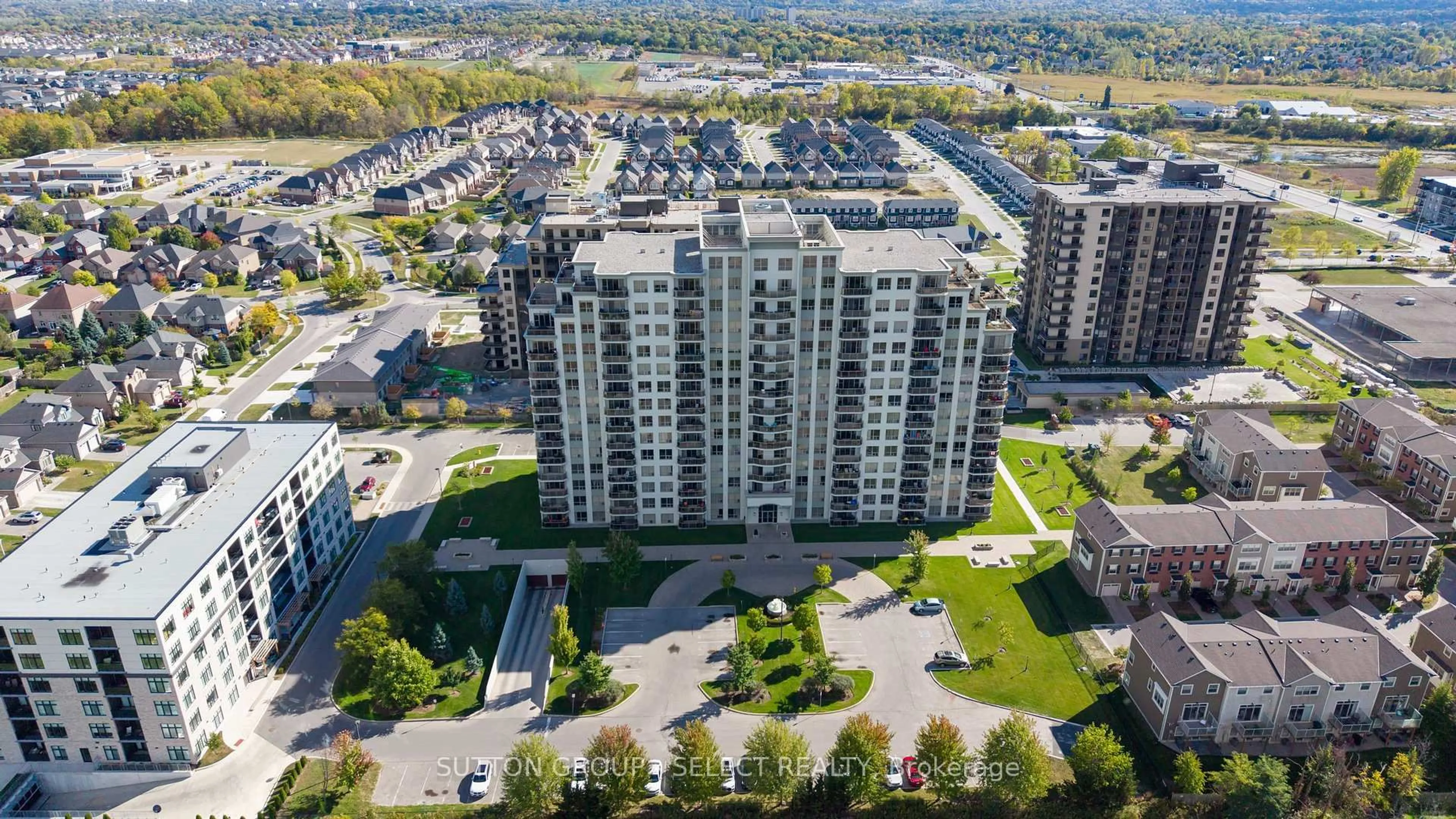 A pic from outside/outdoor area/front of a property/back of a property/a pic from drone, city buildings view from balcony for 1030 Coronation Dr #908, London North Ontario N6G 0G5