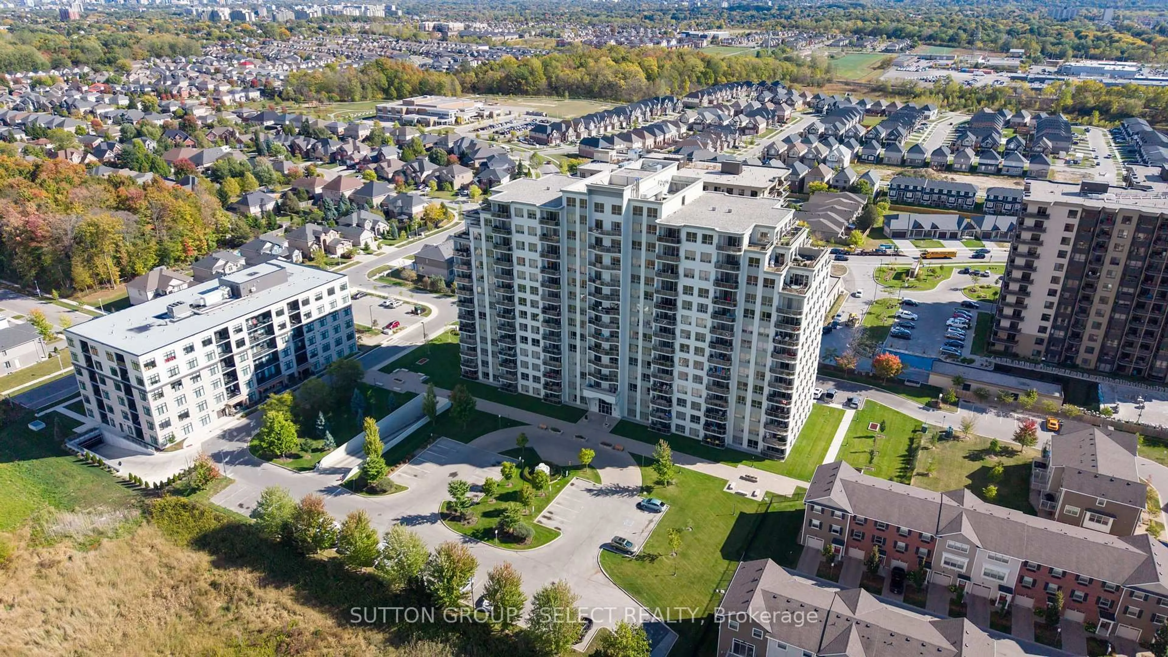 A pic from outside/outdoor area/front of a property/back of a property/a pic from drone, city buildings view from balcony for 1030 Coronation Dr #908, London North Ontario N6G 0G5